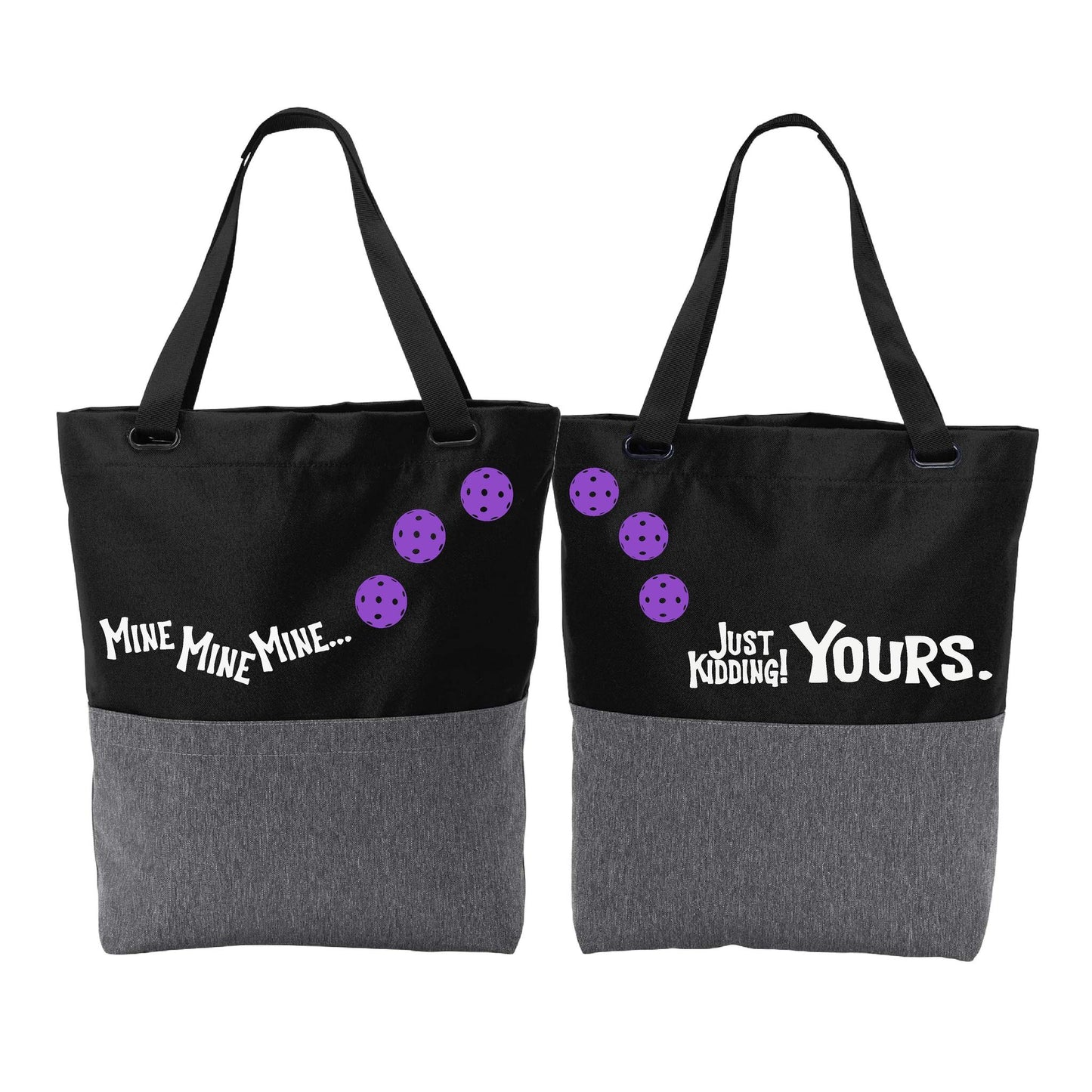 Mine JK Yours With Pickleballs (Customizable) | Pickleball Sports Convertible Tote Bag | Medium Size Court Tote Bag