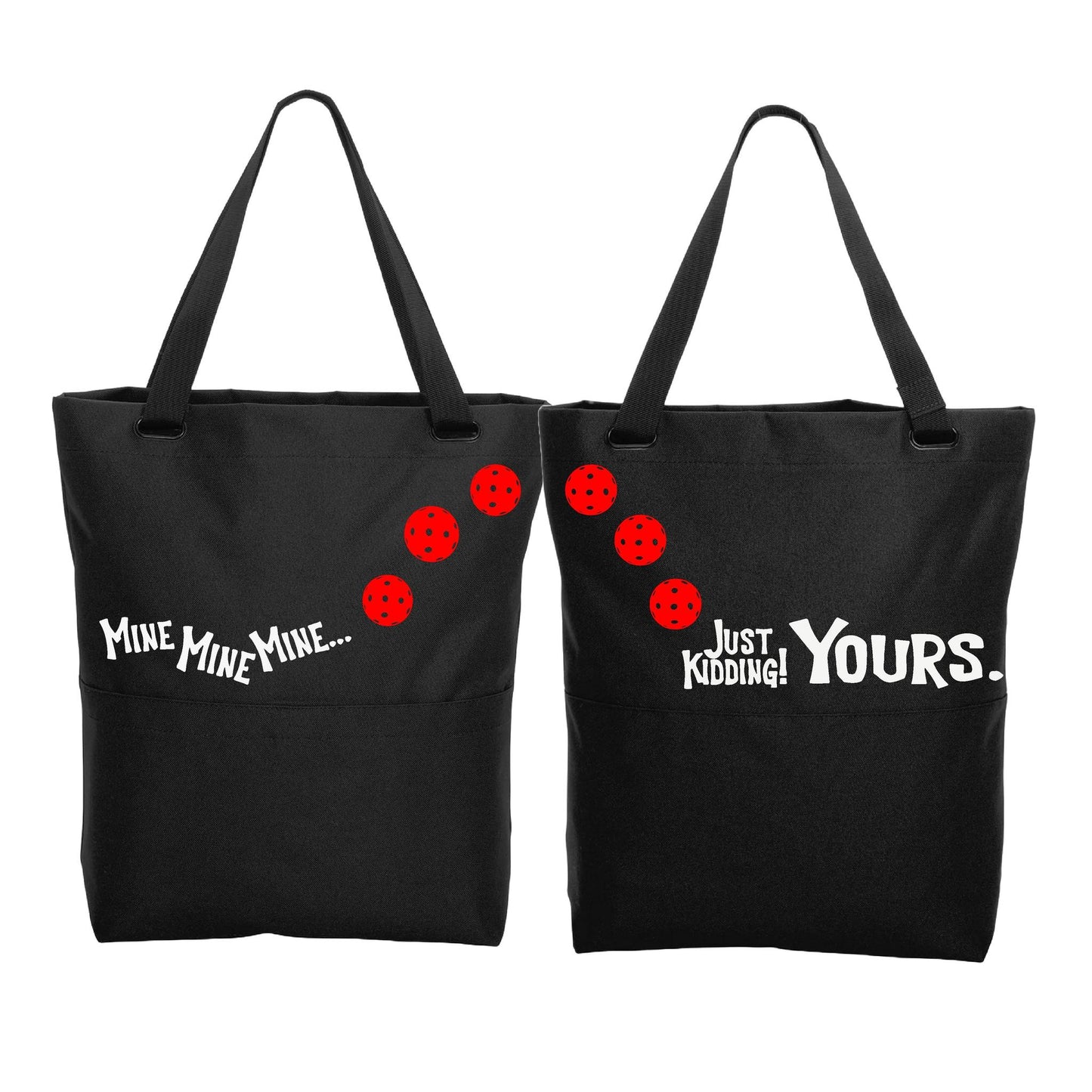 Mine JK Yours With Pickleballs (Customizable) | Pickleball Sports Convertible Tote Bag | Medium Size Court Tote Bag