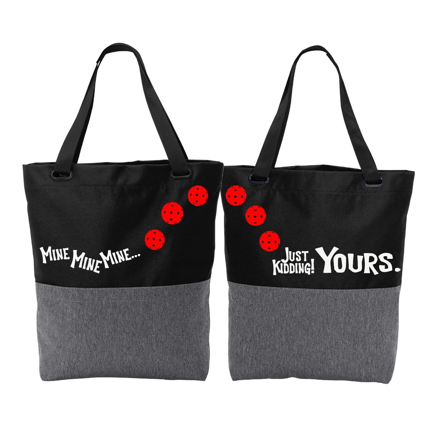 Mine JK Yours With Pickleballs (Customizable) | Pickleball Sports Convertible Tote Bag | Medium Size Court Tote Bag