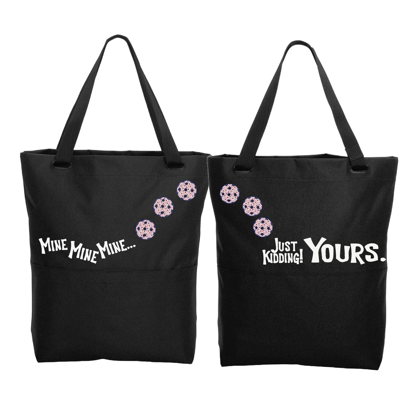 Mine JK Yours With Pickleballs (Customizable) | Pickleball Sports Convertible Tote Bag | Medium Size Court Tote Bag