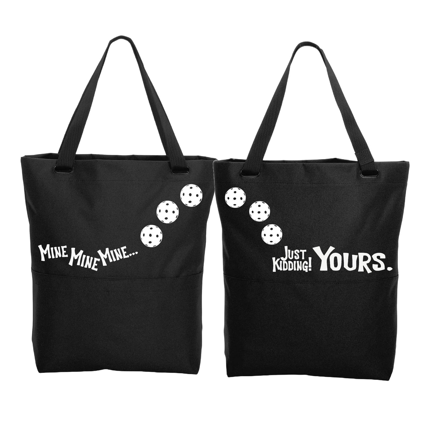 Mine JK Yours With Pickleballs (Customizable) | Pickleball Sports Convertible Tote Bag | Medium Size Court Tote Bag