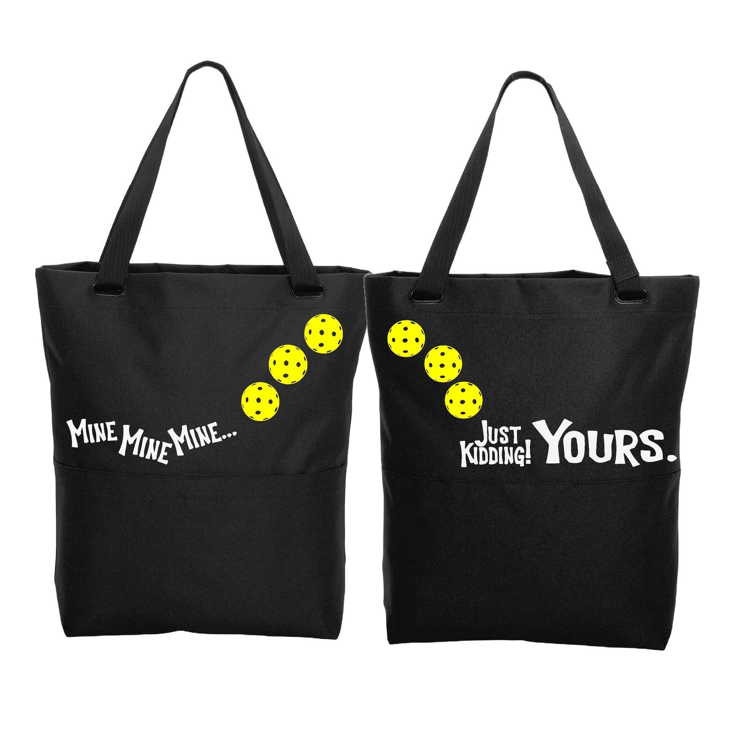 Mine JK Yours With Pickleballs (Customizable) | Pickleball Sports Convertible Tote Bag | Medium Size Court Tote Bag