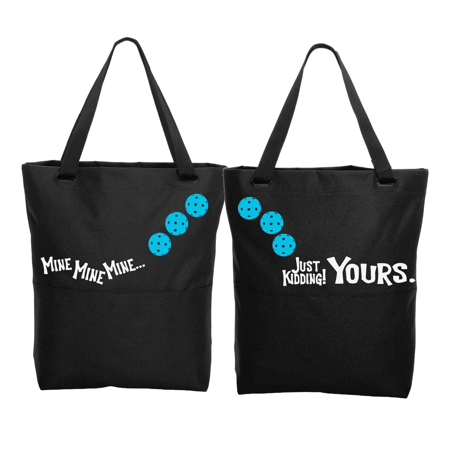 Mine JK Yours With Pickleballs (Customizable) | Pickleball Sports Convertible Tote Bag | Medium Size Court Tote Bag
