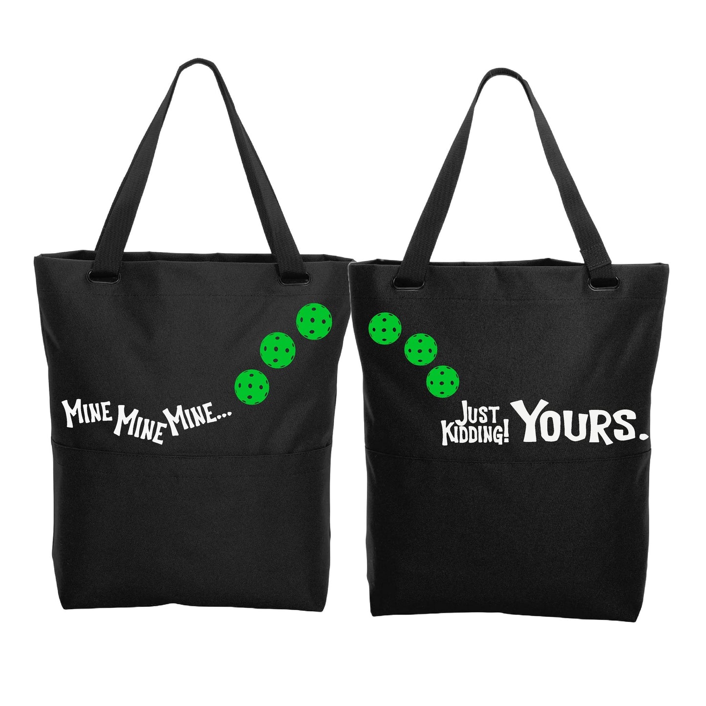 Mine JK Yours With Pickleballs (Customizable) | Pickleball Sports Convertible Tote Bag | Medium Size Court Tote Bag