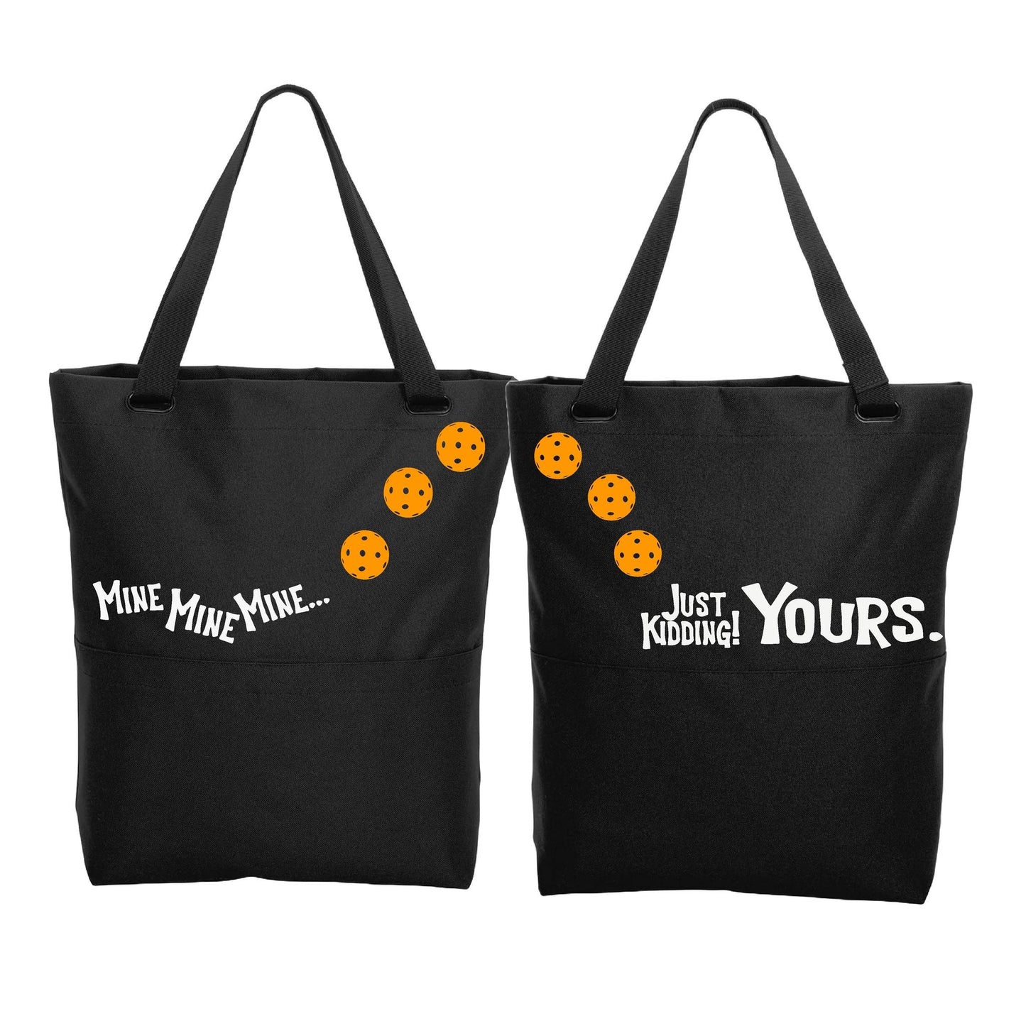 Mine JK Yours With Pickleballs (Customizable) | Pickleball Sports Convertible Tote Bag | Medium Size Court Tote Bag