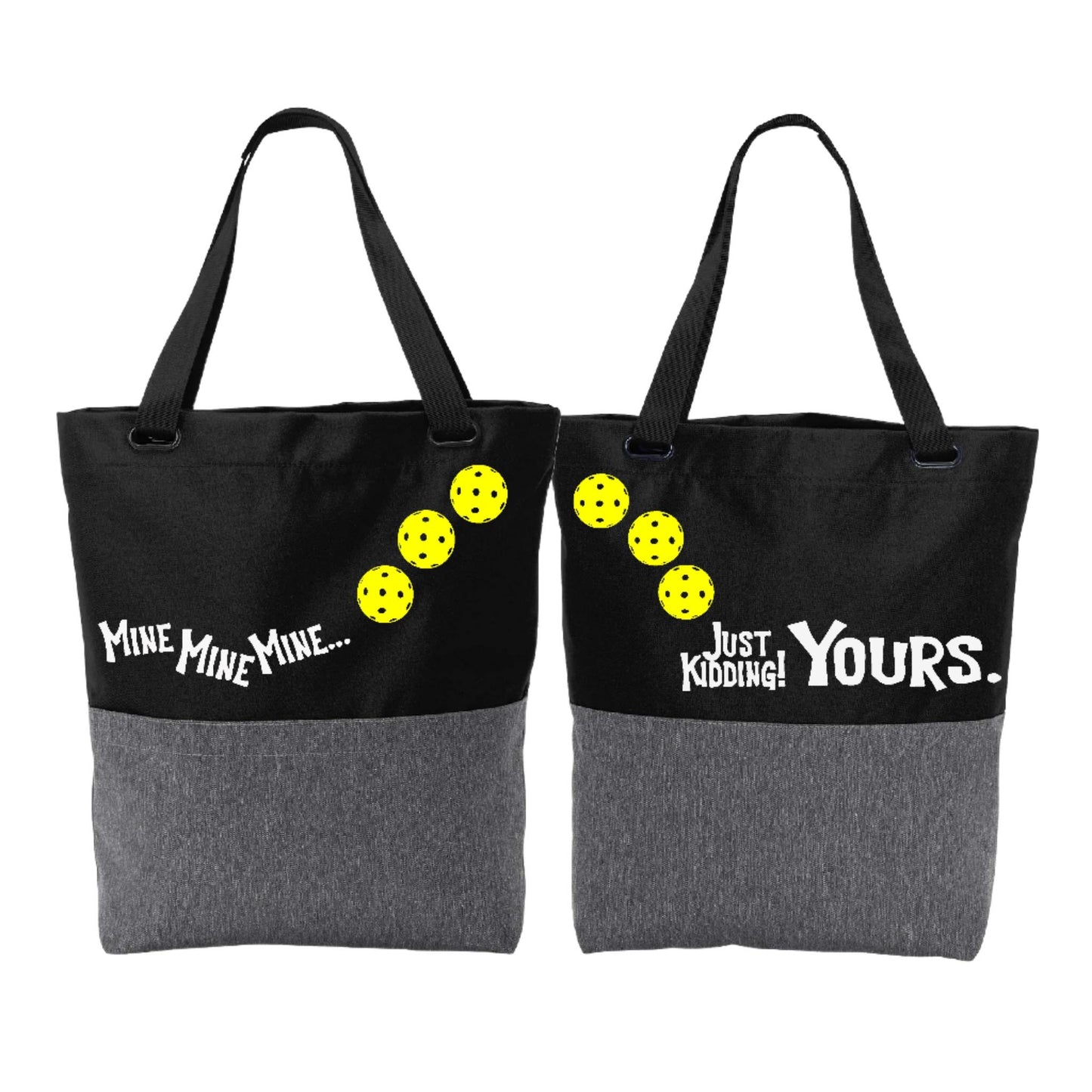 Mine JK Yours With Pickleballs (Customizable) | Pickleball Sports Convertible Tote Bag | Medium Size Court Tote Bag