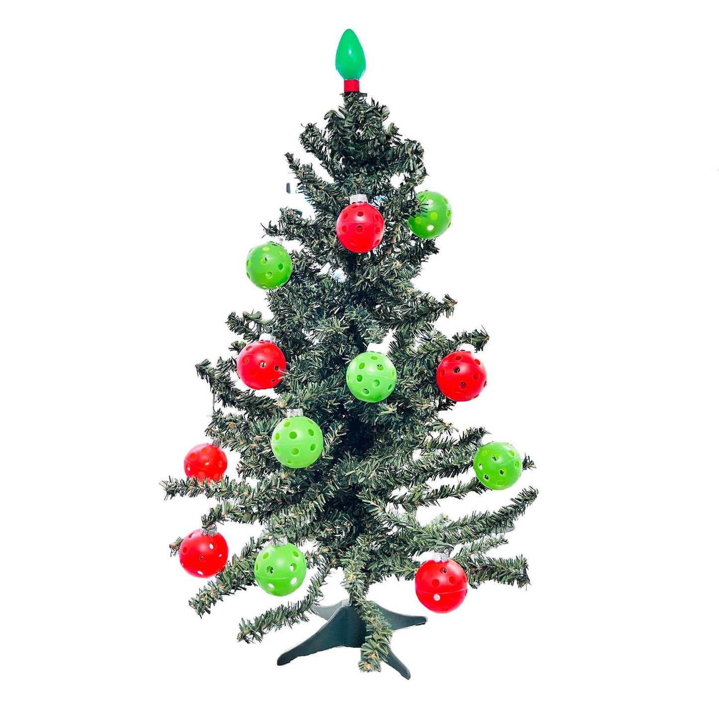 Mini Green Christmas Tree With 24 Mini Pickleball Ornaments | Pickleball Christmas Gifts And Decor