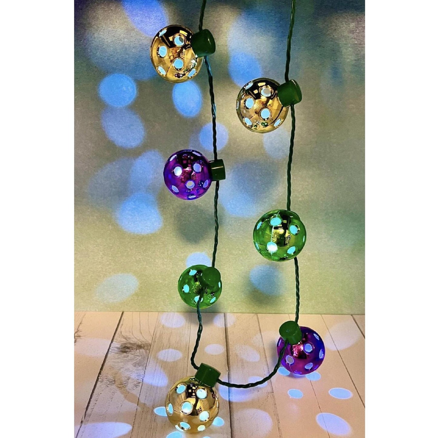 Mini Pickleballs Mardi Gras Flashing Necklace | Fun Pickleball Gifts
