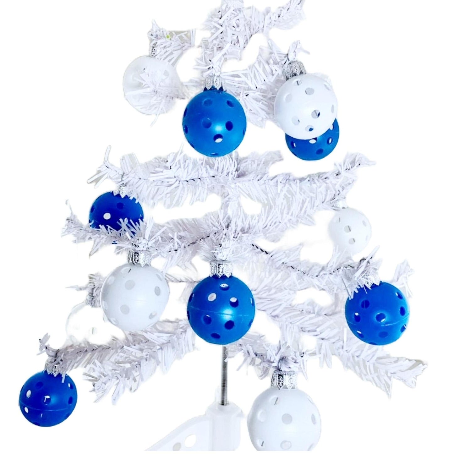 Mini White Christmas Tree With 24 Mini Pickleball Ornaments | Pickleball Christmas Gifts And Decor