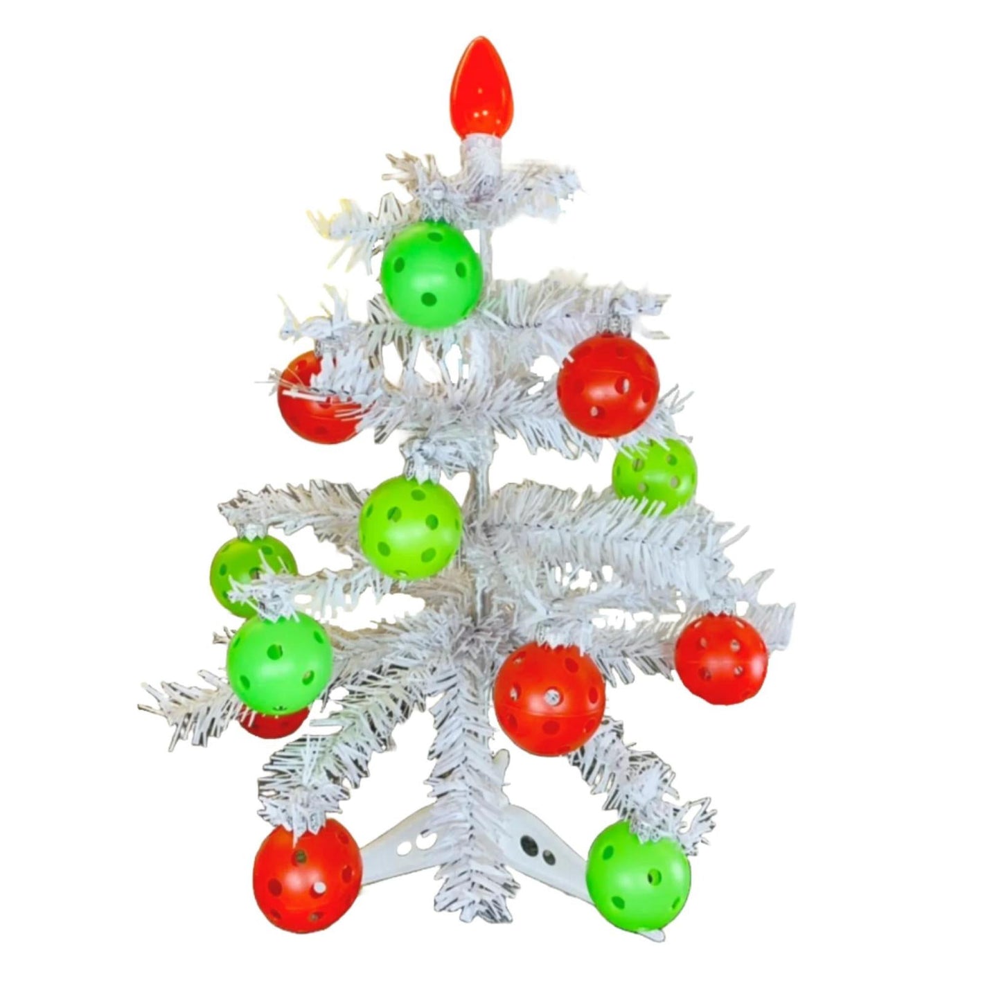 Mini White Christmas Tree With 24 Mini Pickleball Ornaments | Pickleball Christmas Gifts And Decor