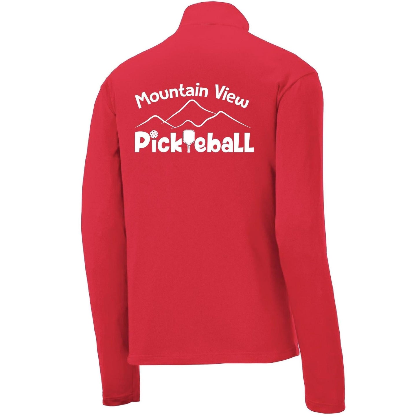 Mountain View Pickleball Club | Men's 1/4 Zip Long Sleeve Pullover Athletic Performance Shirt | 100% Polyester