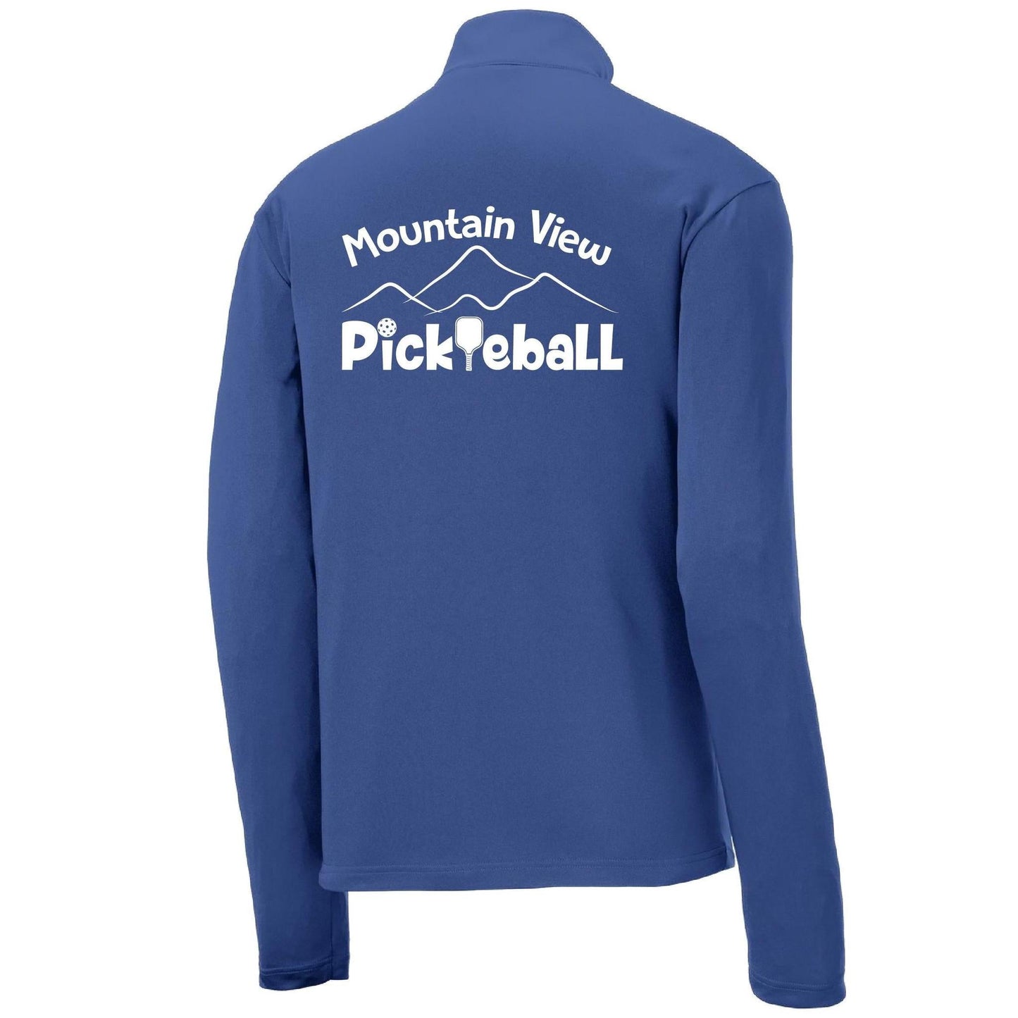 Mountain View Pickleball Club | Men's 1/4 Zip Long Sleeve Pullover Athletic Performance Shirt | 100% Polyester
