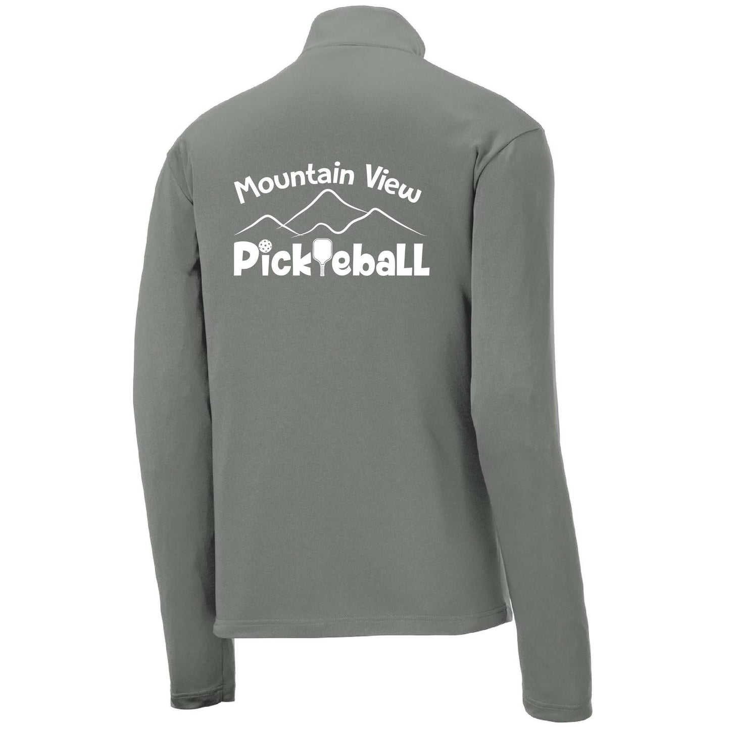 Mountain View Pickleball Club | Men's 1/4 Zip Long Sleeve Pullover Athletic Performance Shirt | 100% Polyester