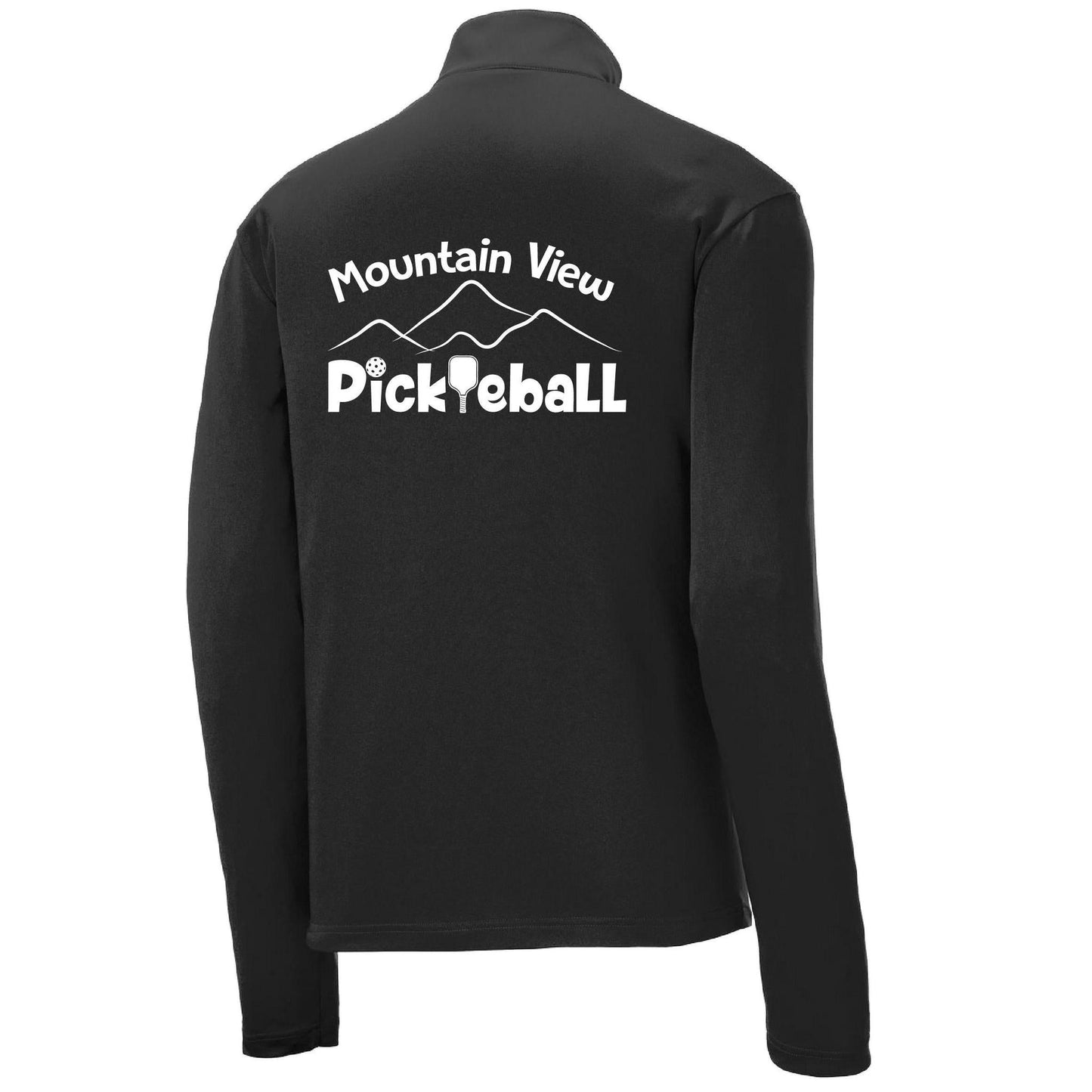 Mountain View Pickleball Club | Men's 1/4 Zip Long Sleeve Pullover Athletic Performance Shirt | 100% Polyester