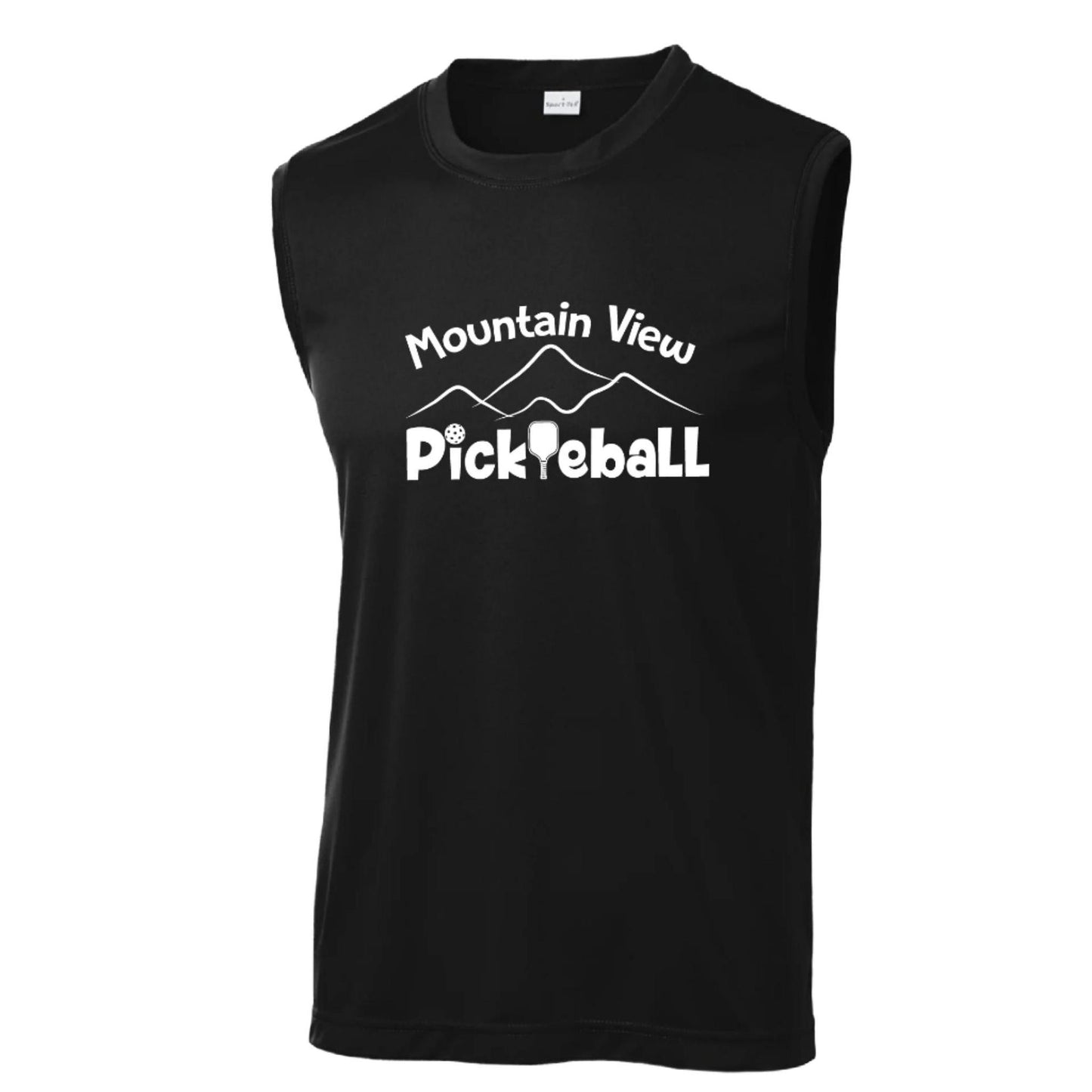 Mountain View Pickleball Club | Men's Sleeveless Pickleball Performance T-Shirt | 100% Polyester