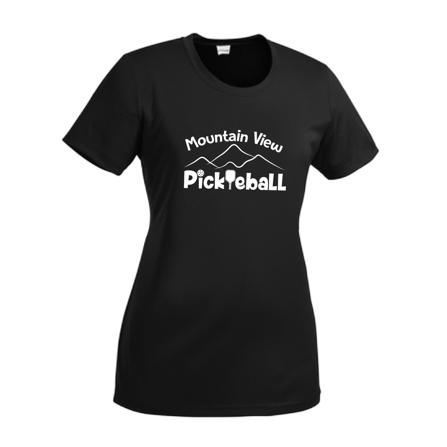 Mountain View Pickleball Club | Women’s Short Sleeve Crewneck Pickleball Performance T-Shirts | 100% Polyester