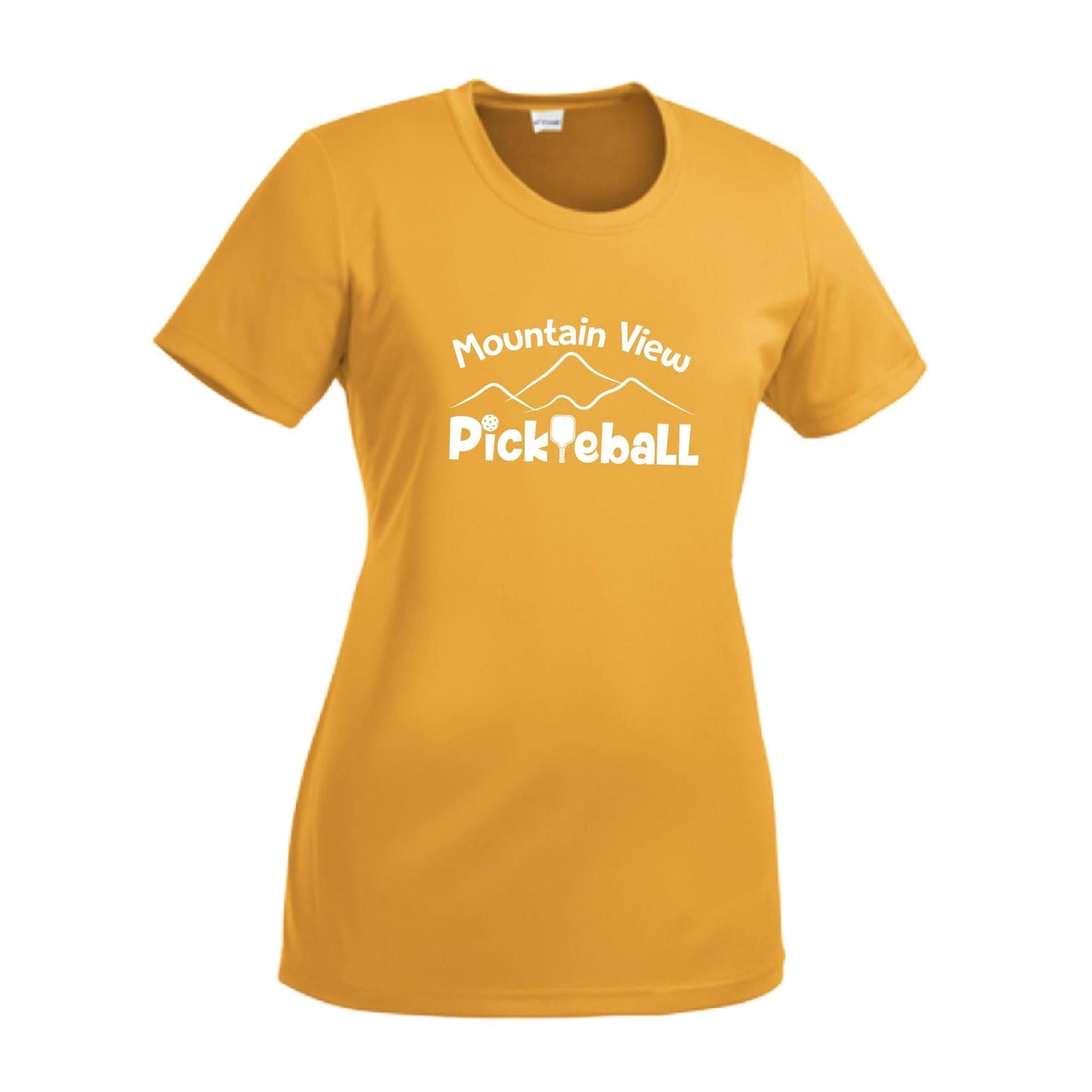 Mountain View Pickleball Club | Women’s Short Sleeve Crewneck Pickleball Performance T-Shirts | 100% Polyester