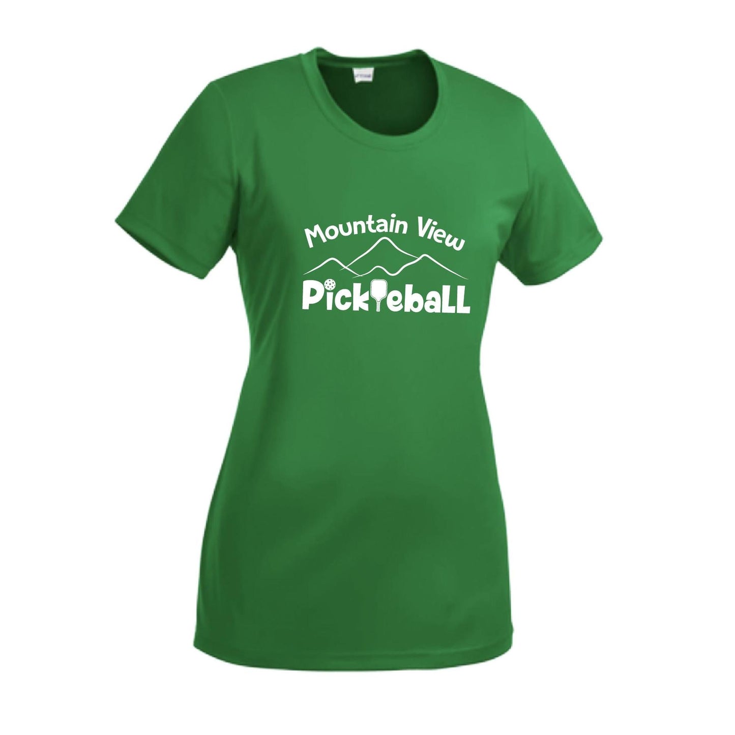 Mountain View Pickleball Club | Women’s Short Sleeve Crewneck Pickleball Performance T-Shirts | 100% Polyester