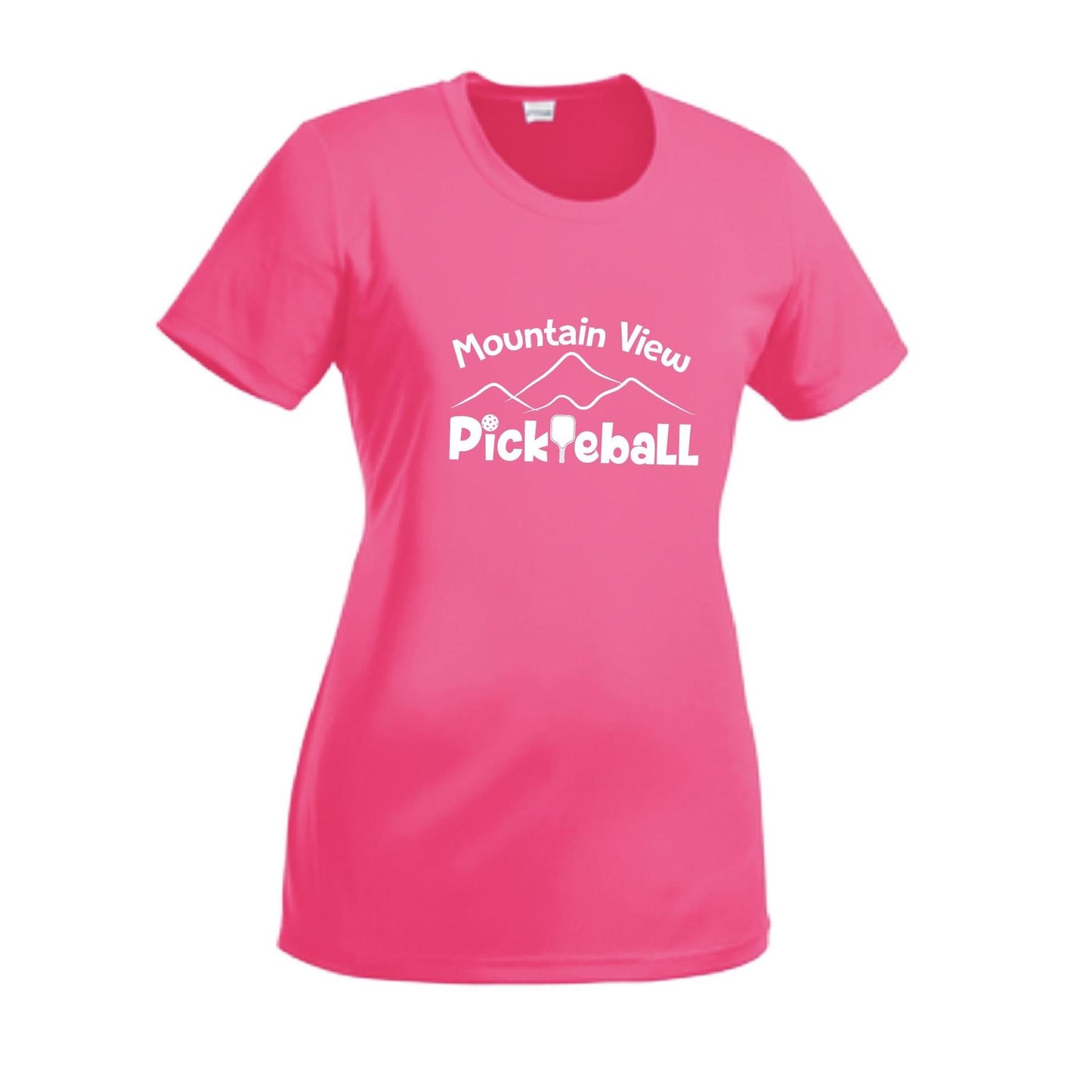 Mountain View Pickleball Club | Women’s Short Sleeve Crewneck Pickleball Performance T-Shirts | 100% Polyester