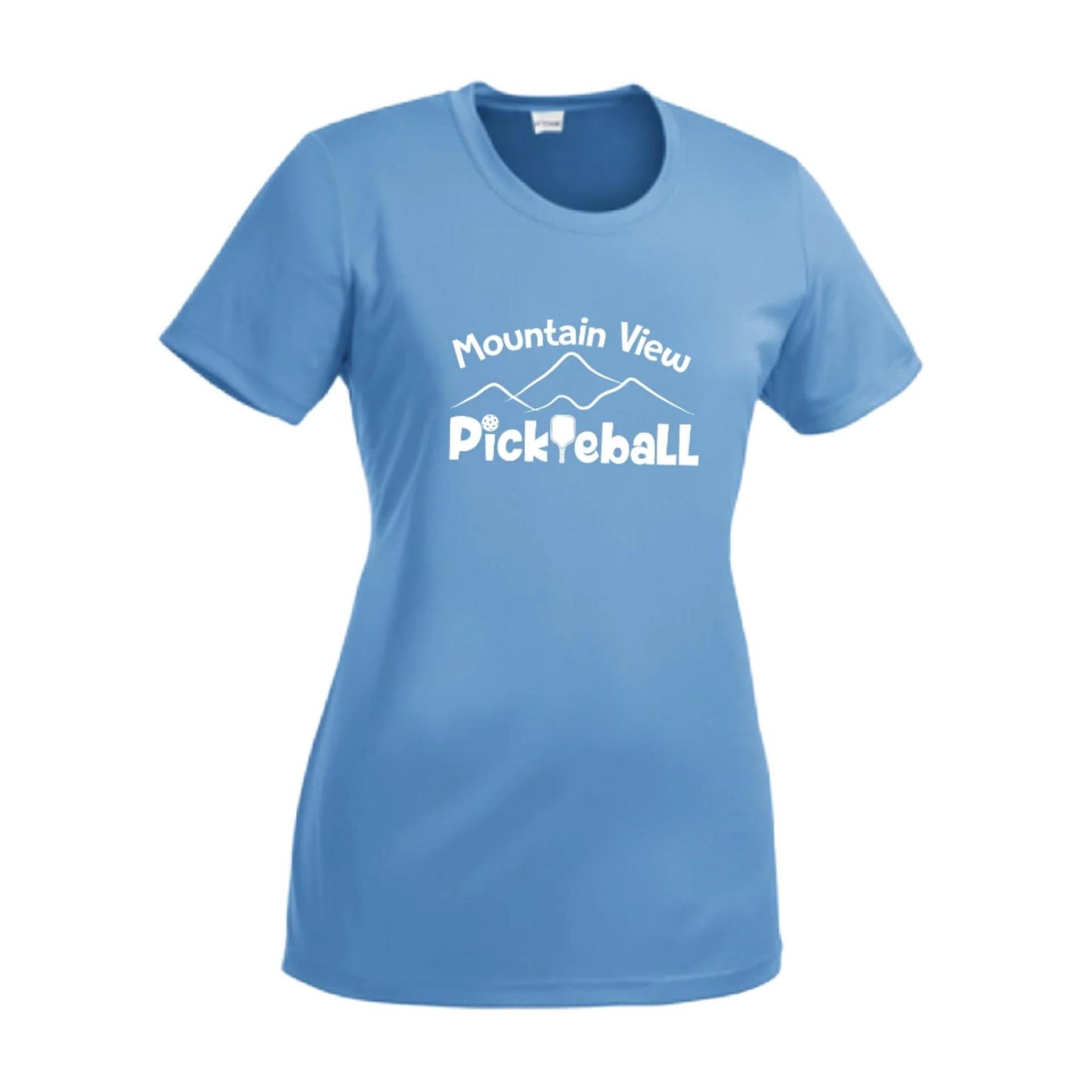 Mountain View Pickleball Club | Women’s Short Sleeve Crewneck Pickleball Performance T-Shirts | 100% Polyester