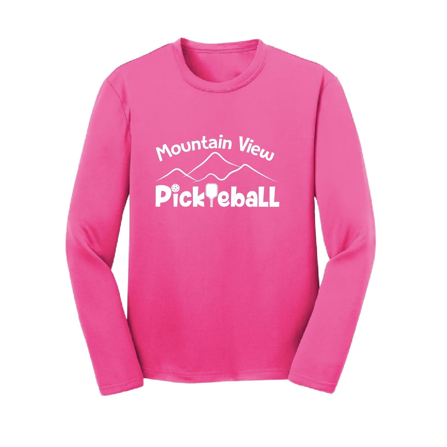 Mountain View Pickleball Club | Youth Long Sleeve Pickleball Performance T-Shirts | 100% Polyester