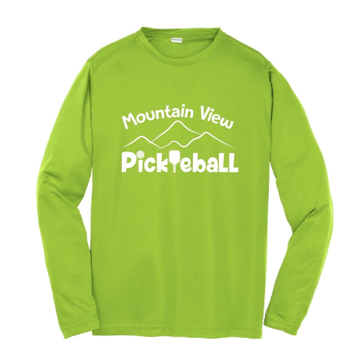 Mountain View Pickleball Club | Youth Long Sleeve Pickleball Performance T-Shirts | 100% Polyester