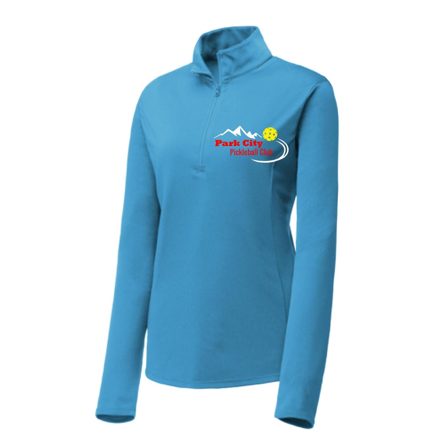 Park City Pickleball Club Red Words (Customizable) | Women's 1/4 Zip Pullover Athletic Performance Shirt | 100% Polyester