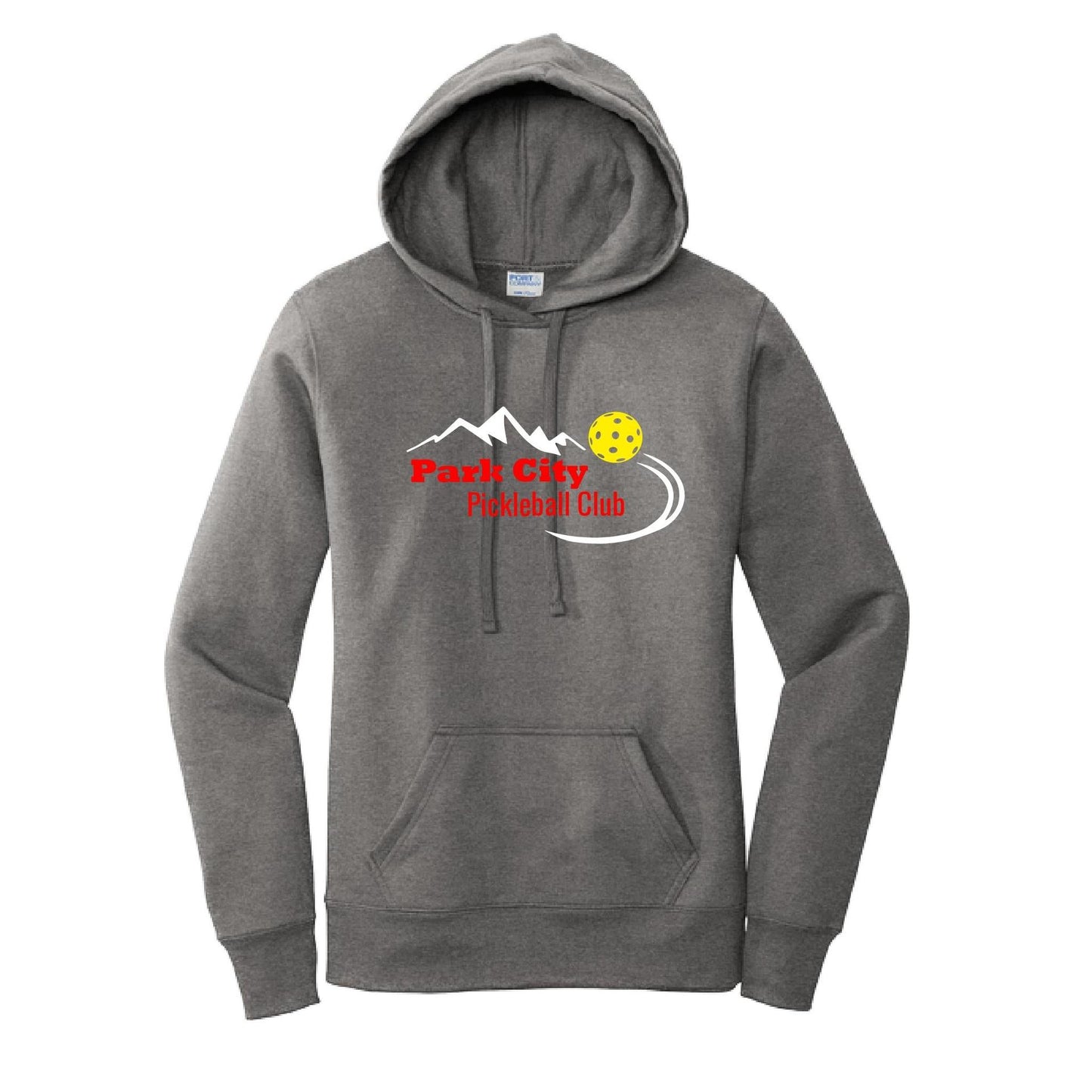 Park City Pickleball Club (Red Words) Customizable | Women’s Fitted Hoodie Pickleball Sweatshirt | 50% Cotton 50% Poly Fleece