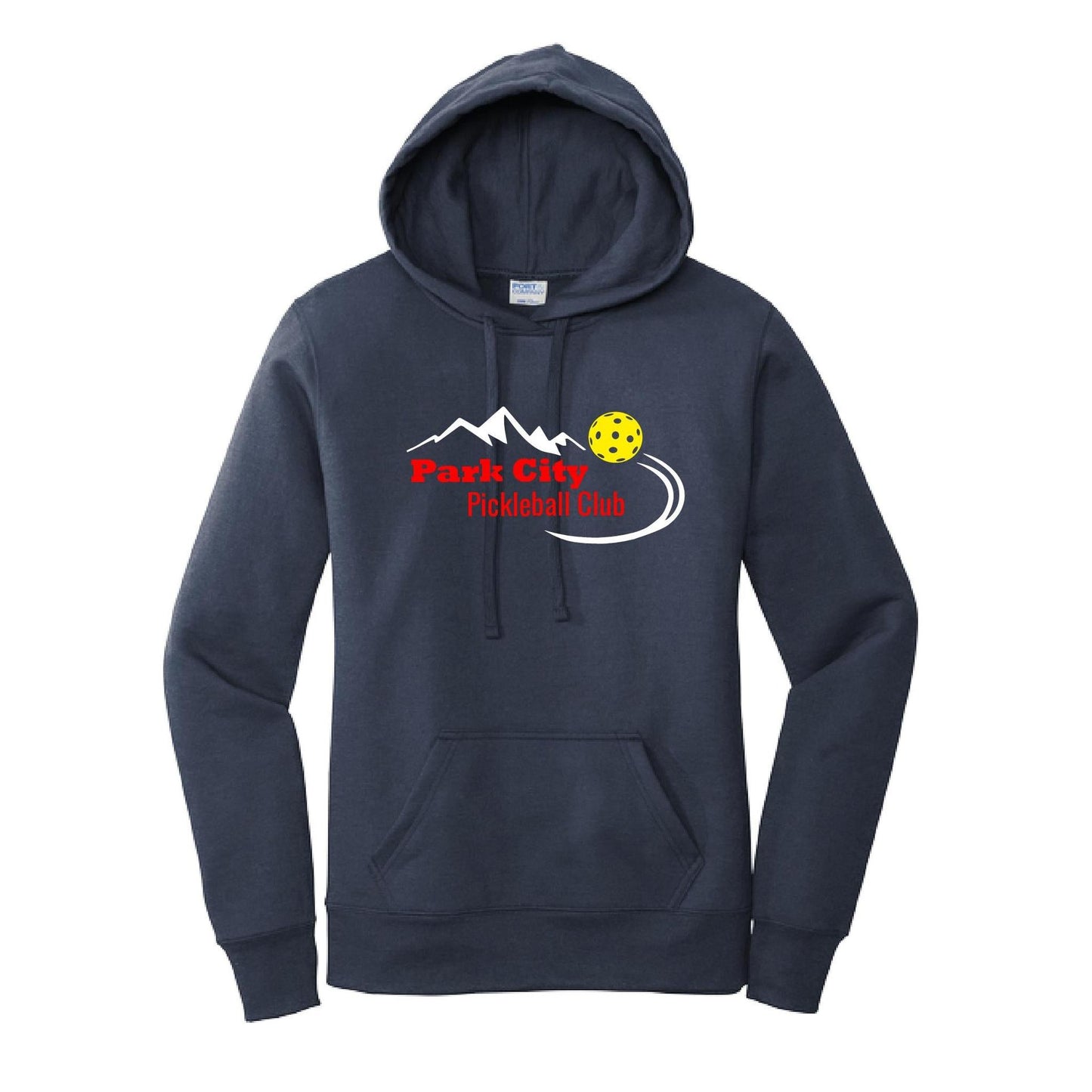 Park City Pickleball Club (Red Words) Customizable | Women’s Fitted Hoodie Pickleball Sweatshirt | 50% Cotton 50% Poly Fleece