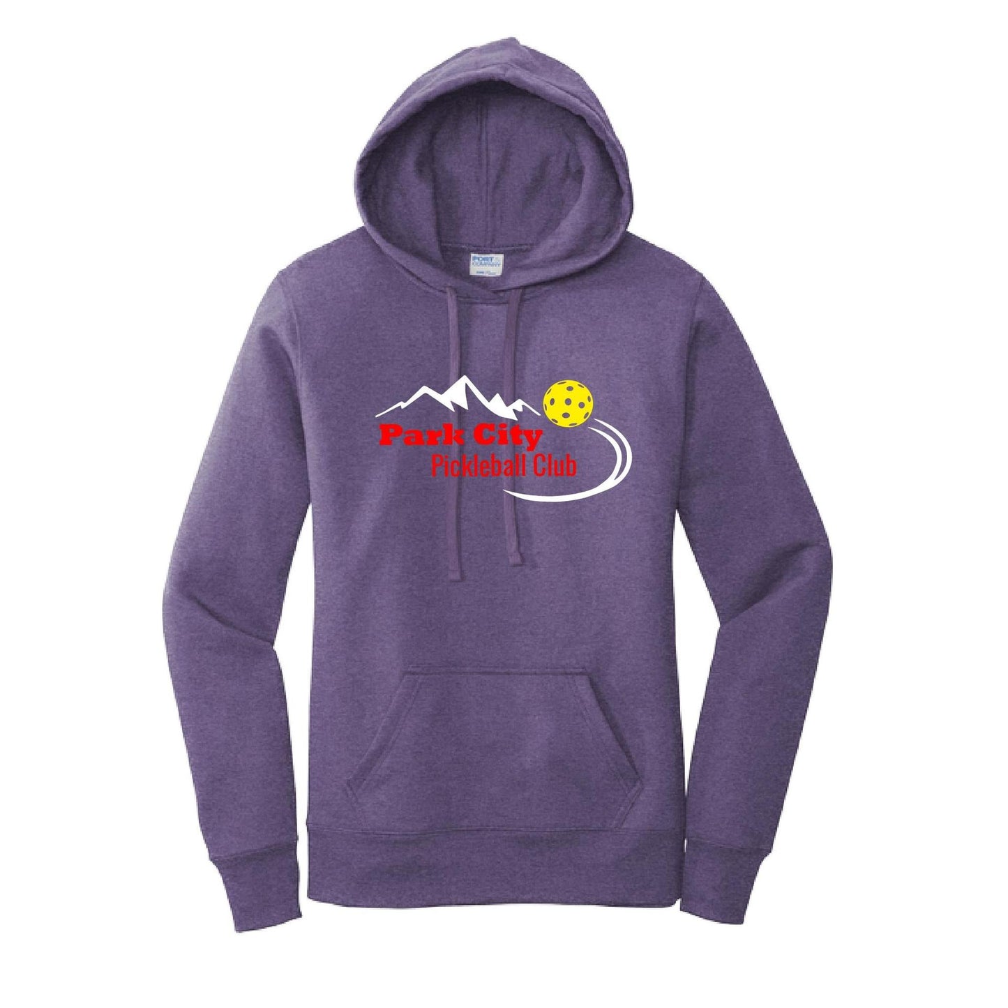 Park City Pickleball Club (Red Words) Customizable | Women’s Fitted Hoodie Pickleball Sweatshirt | 50% Cotton 50% Poly Fleece