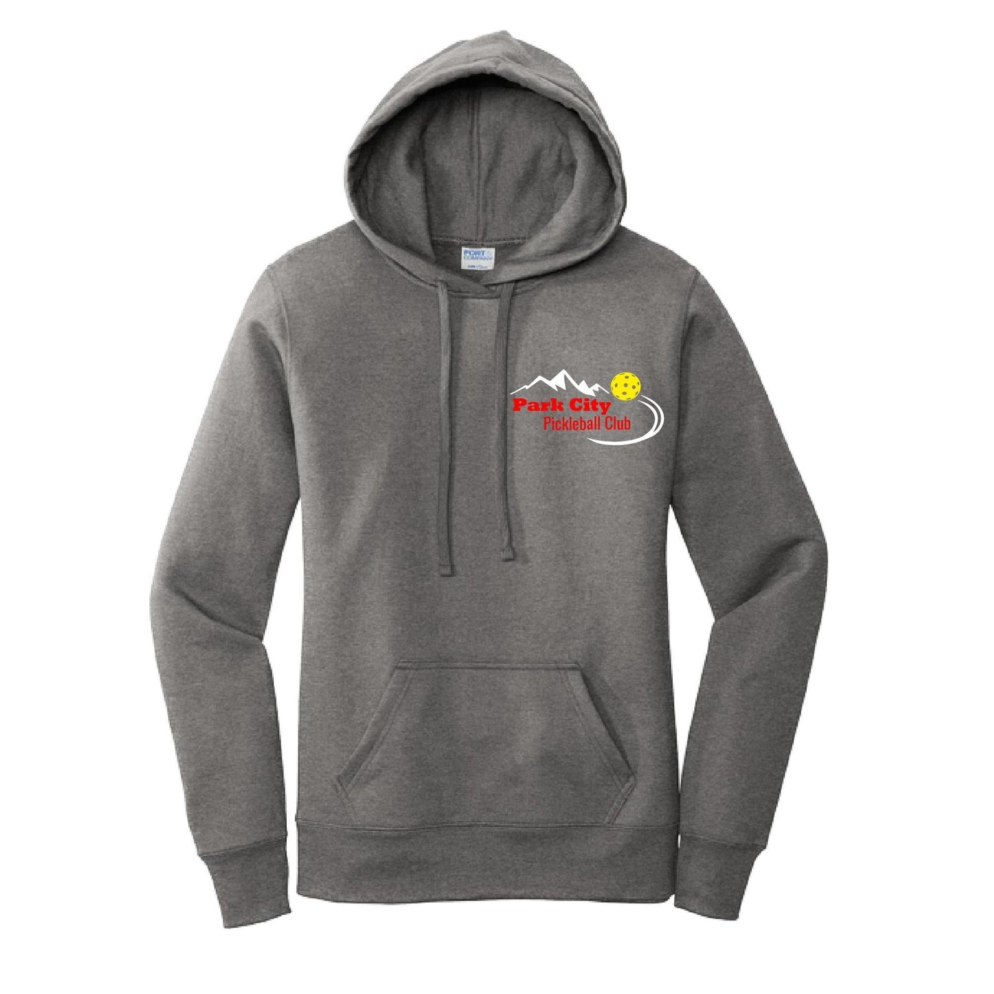 Park City Pickleball Club (Red Words) Customizable | Women’s Fitted Hoodie Pickleball Sweatshirt | 50% Cotton 50% Poly Fleece