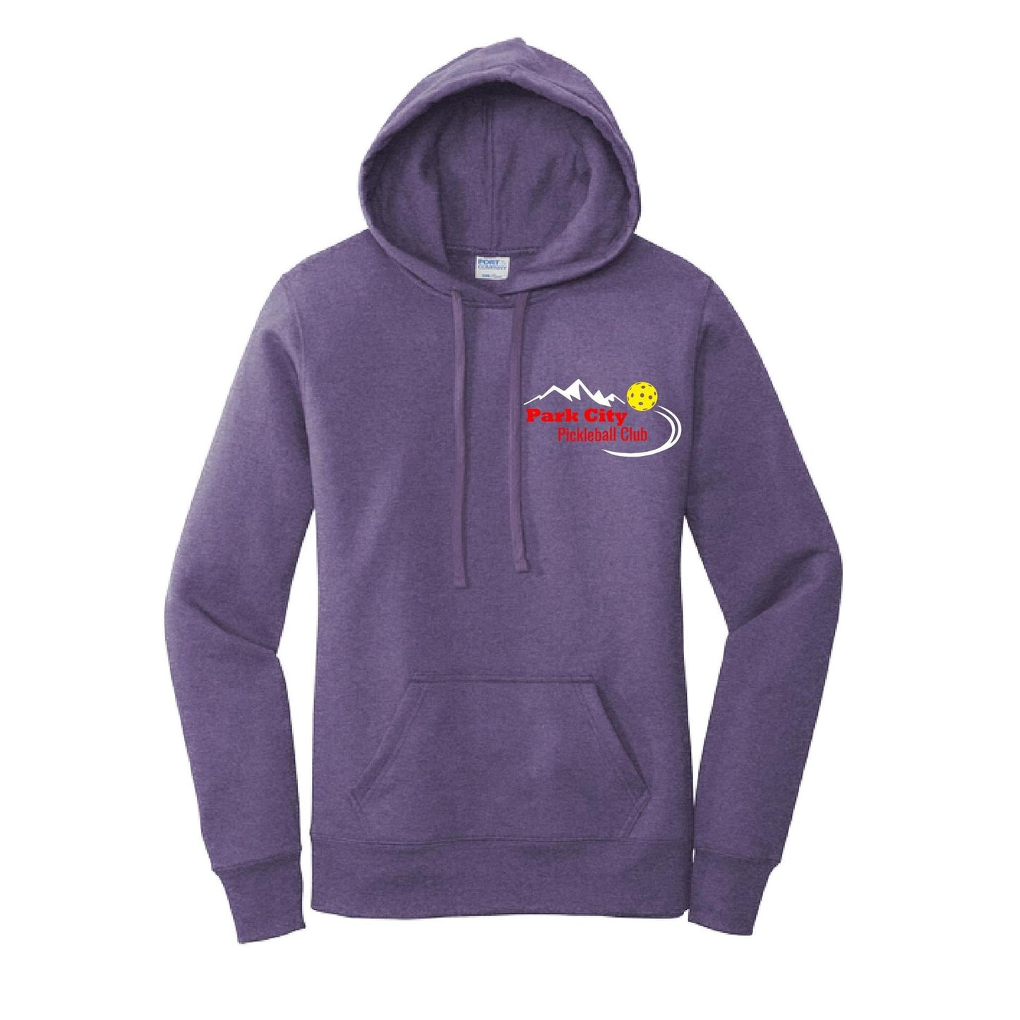 Park City Pickleball Club (Red Words) Customizable | Women’s Fitted Hoodie Pickleball Sweatshirt | 50% Cotton 50% Poly Fleece