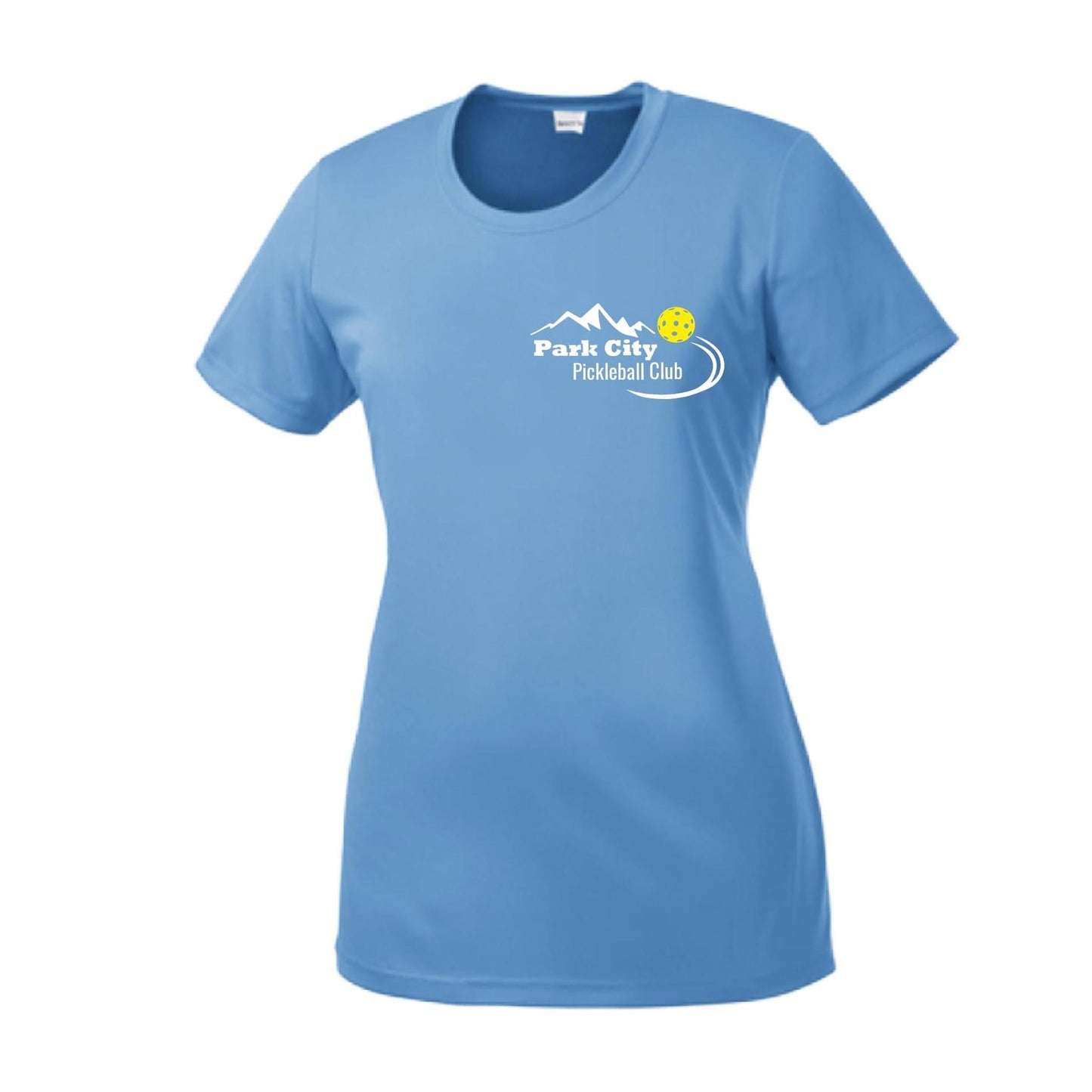 Park City Pickleball Club (White Words) Customizable | Women’s Short Sleeve Crewneck Pickleball Performance T-Shirts | 100% Polyester