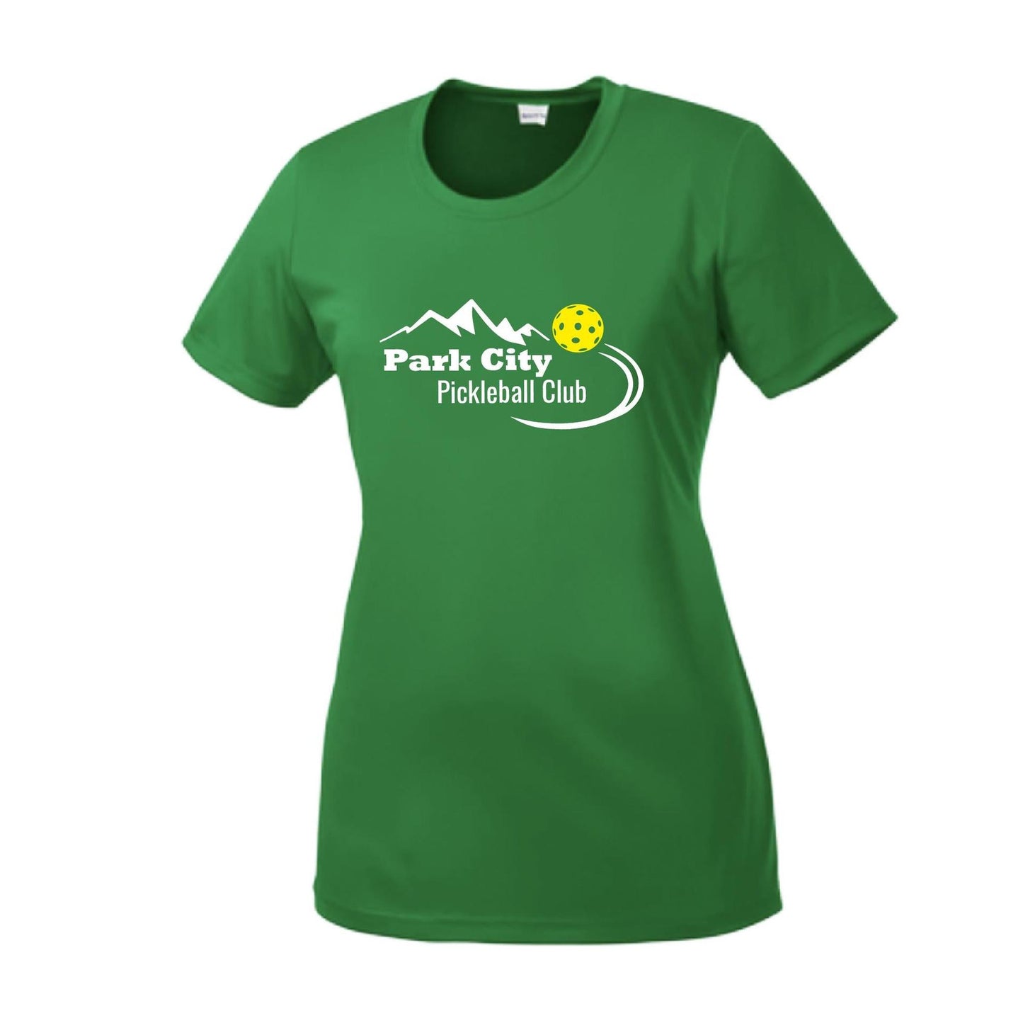 Park City Pickleball Club (White Words) Customizable | Women’s Short Sleeve Crewneck Pickleball Performance T-Shirts | 100% Polyester