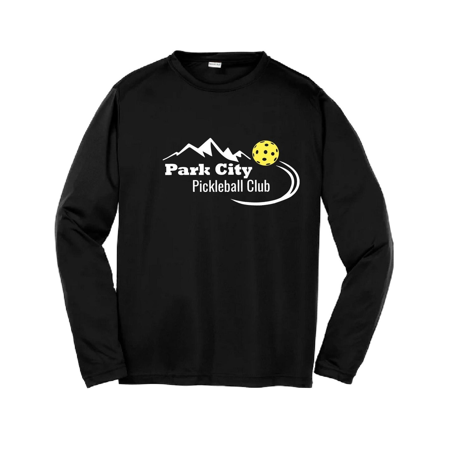 Park City Pickleball Club (White Words) | Youth Long Sleeve Pickleball Performance T-Shirts | 100% Polyester