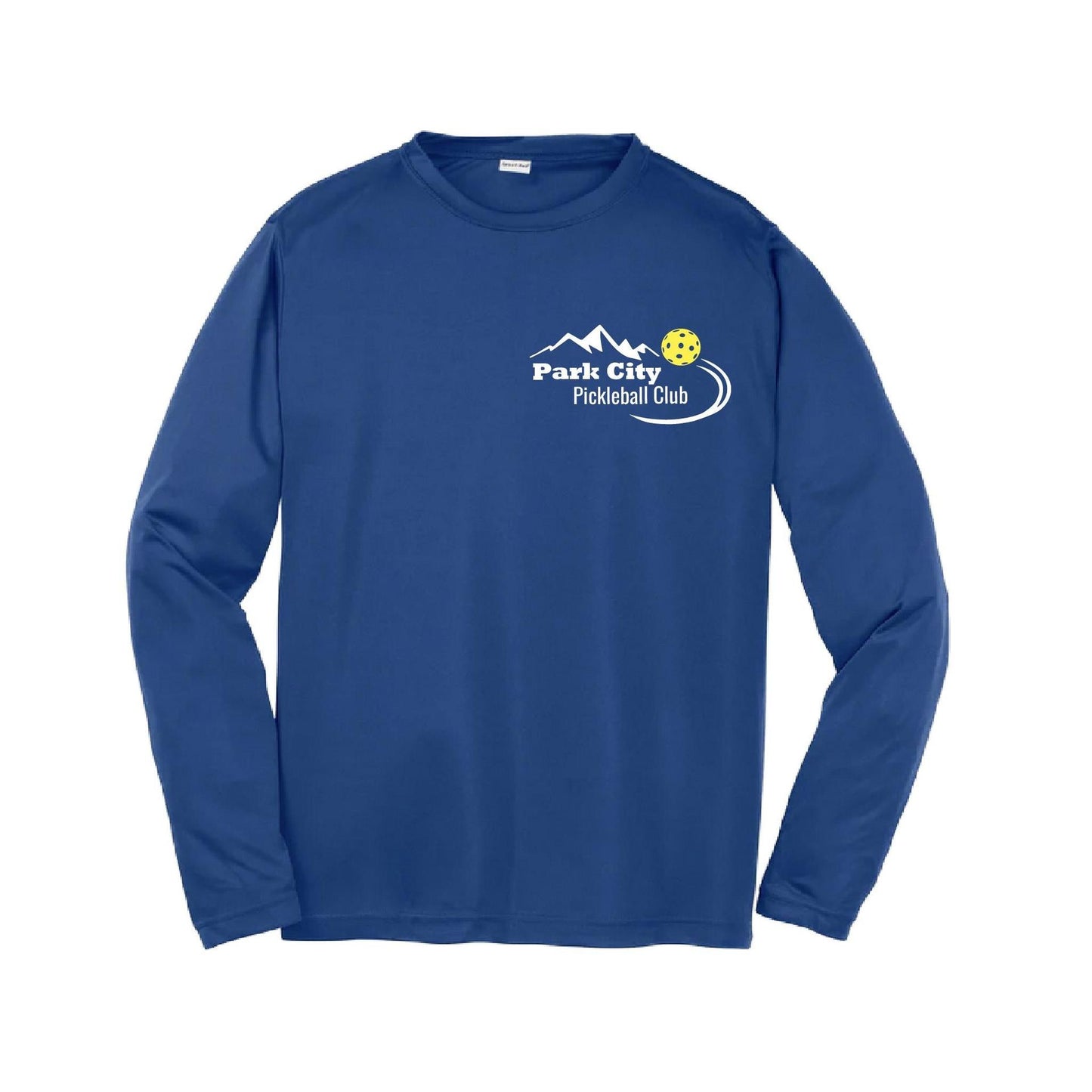 Park City Pickleball Club (White Words) | Youth Long Sleeve Pickleball Performance T-Shirts | 100% Polyester