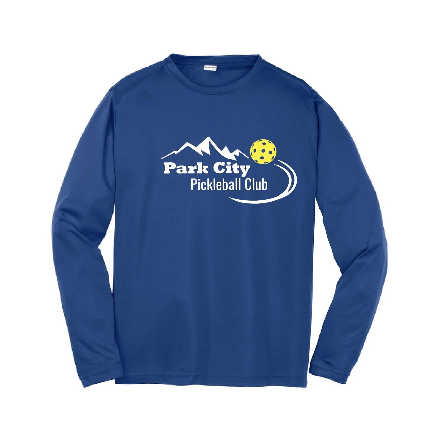 Park City Pickleball Club (White Words) | Youth Long Sleeve Pickleball Performance T-Shirts | 100% Polyester