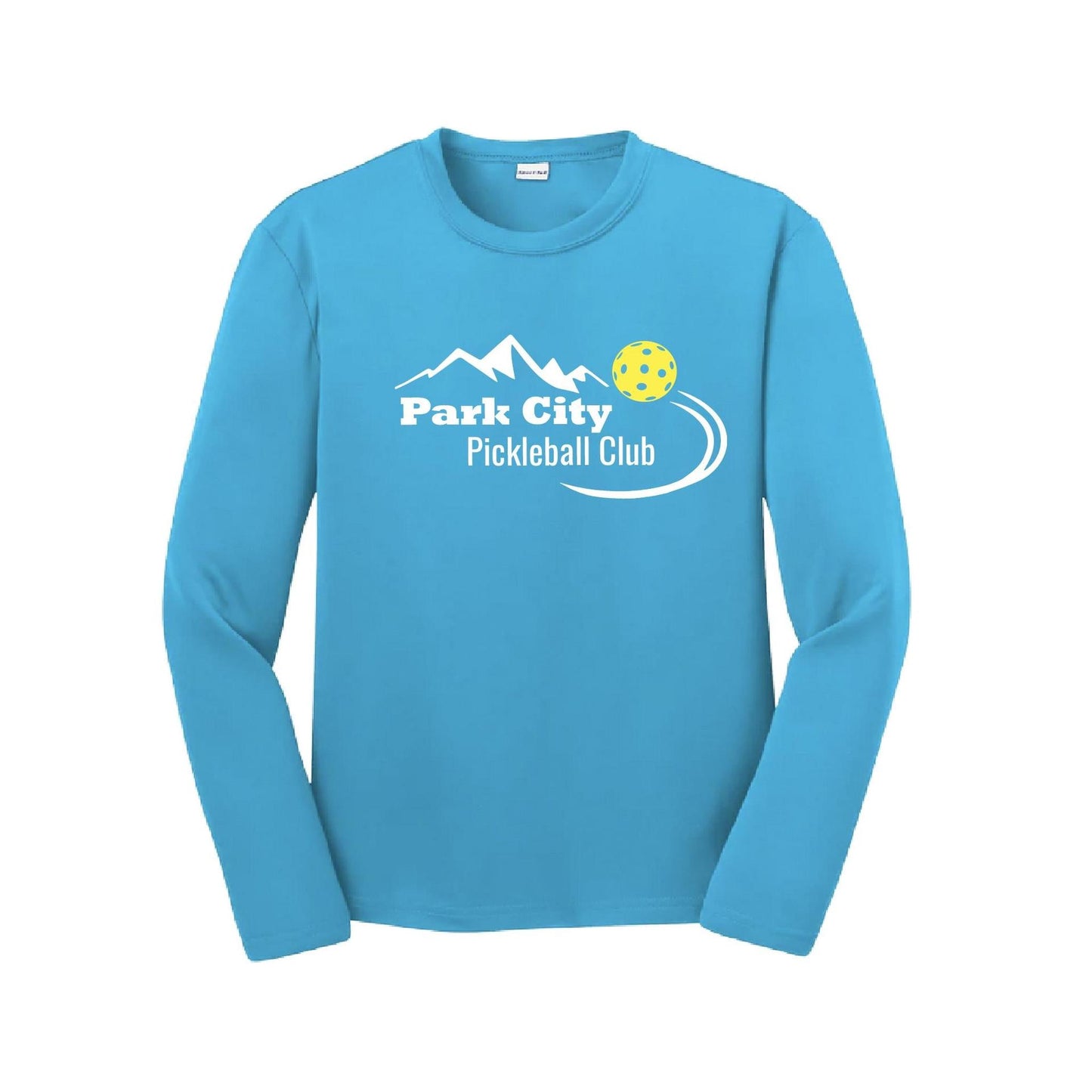 Park City Pickleball Club (White Words) | Youth Long Sleeve Pickleball Performance T-Shirts | 100% Polyester