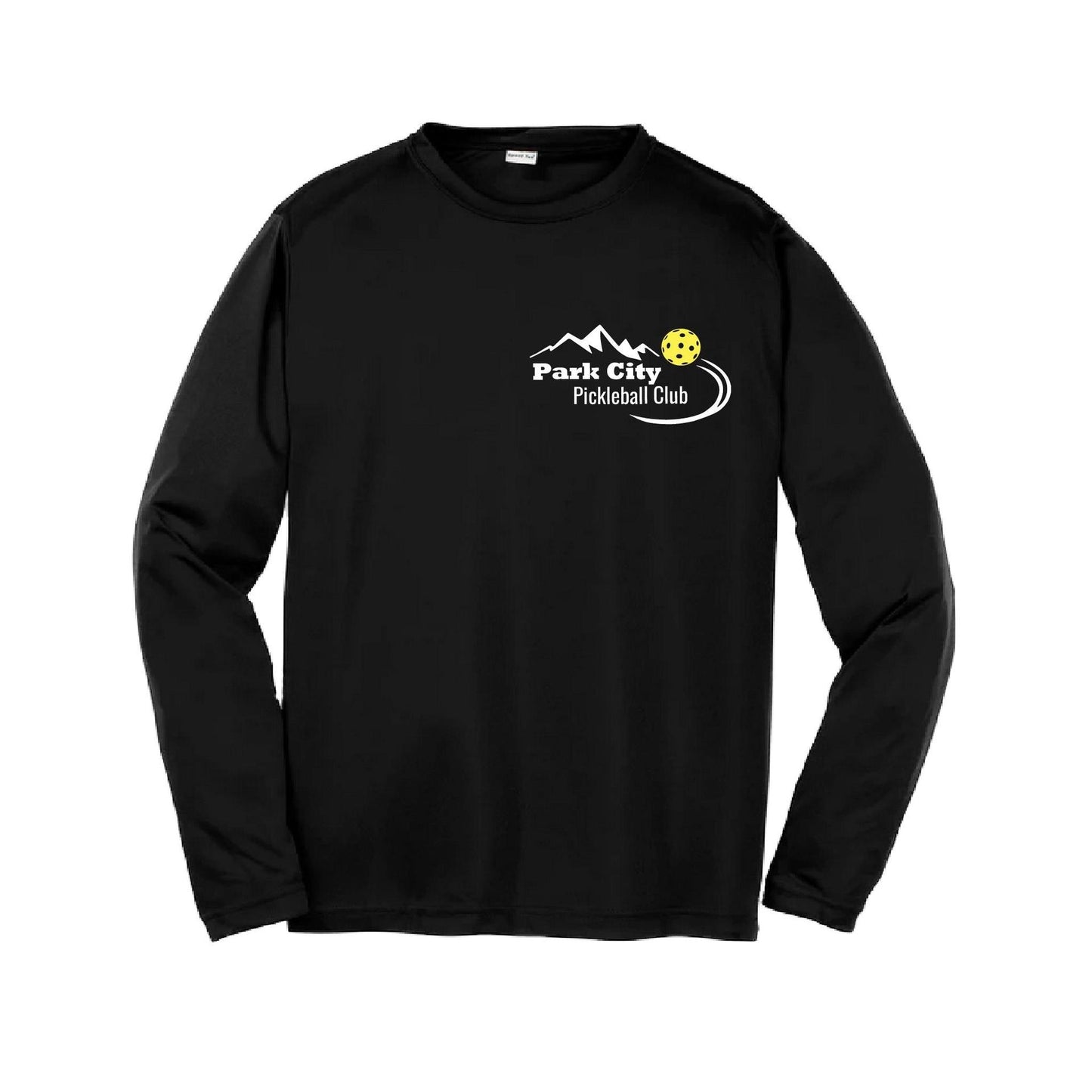 Park City Pickleball Club (White Words) | Youth Long Sleeve Pickleball Performance T-Shirts | 100% Polyester