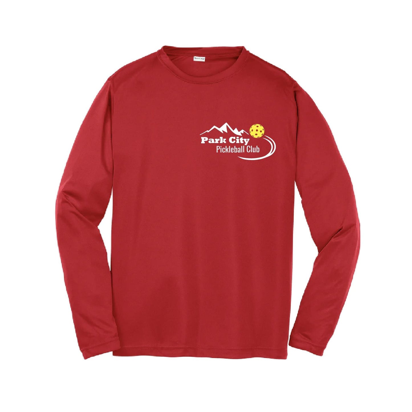 Park City Pickleball Club (White Words) | Youth Long Sleeve Pickleball Performance T-Shirts | 100% Polyester