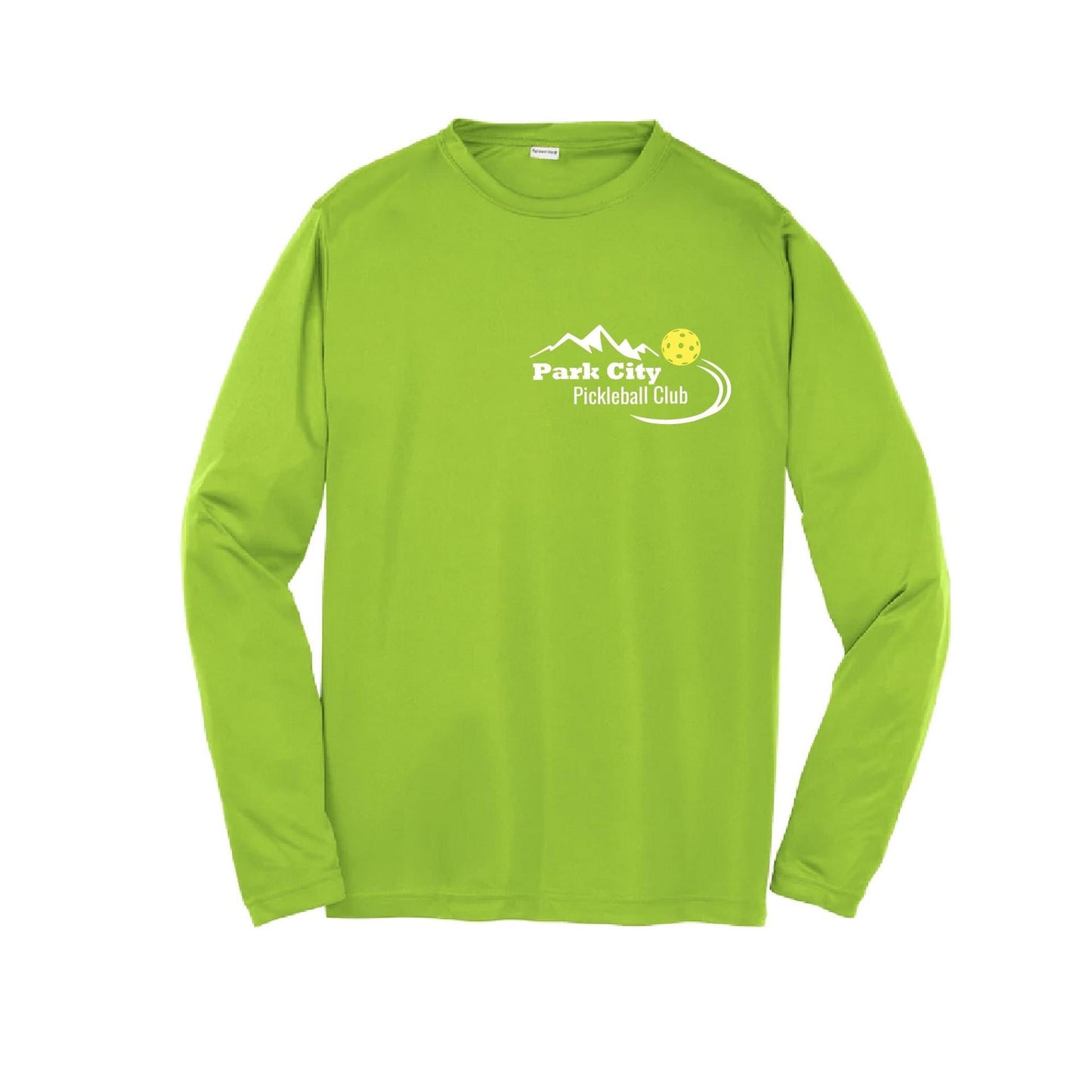 Park City Pickleball Club (White Words) | Youth Long Sleeve Pickleball Performance T-Shirts | 100% Polyester