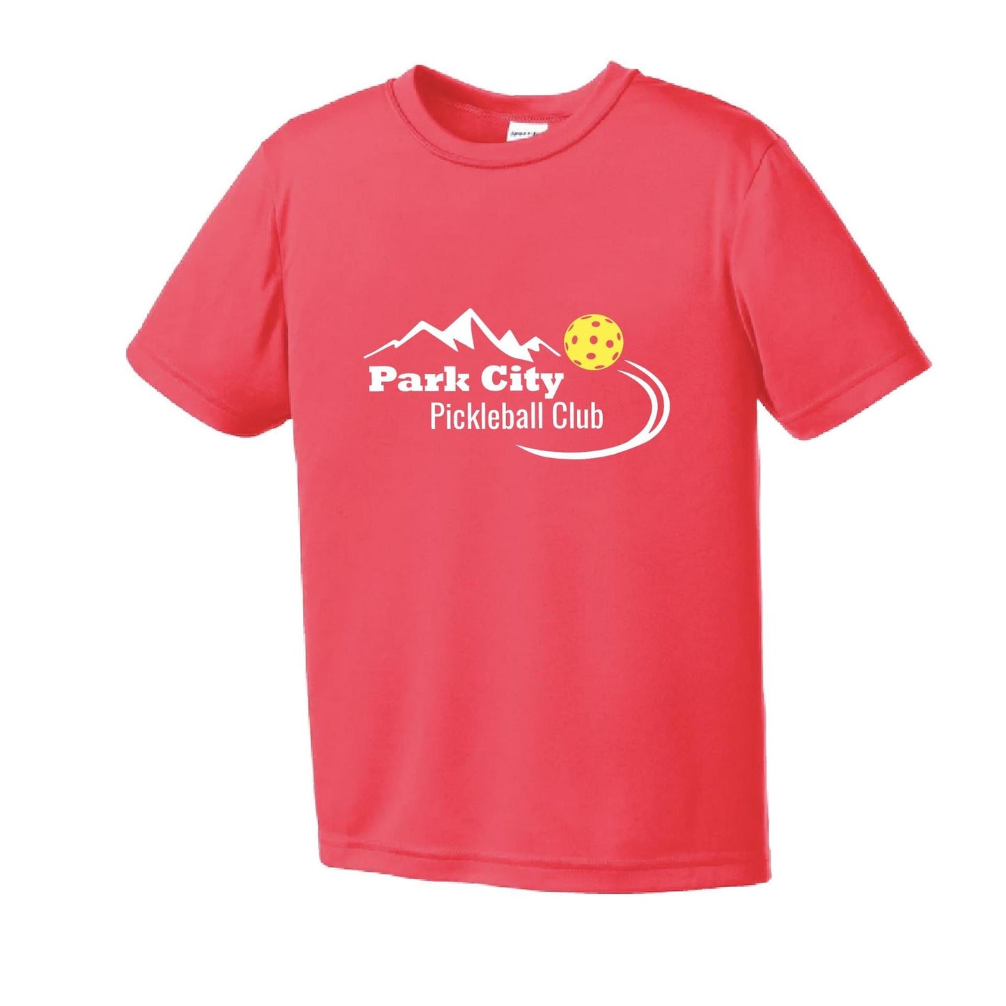 Park City Pickleball Club (White Words) | Youth Short Sleeve Pickleball Performance T-Shirts | 100% Polyester