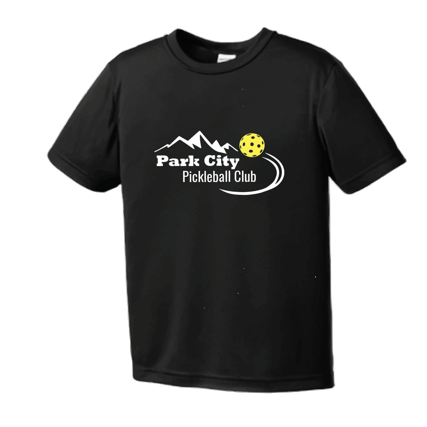 Park City Pickleball Club (White Words) | Youth Short Sleeve Pickleball Performance T-Shirts | 100% Polyester