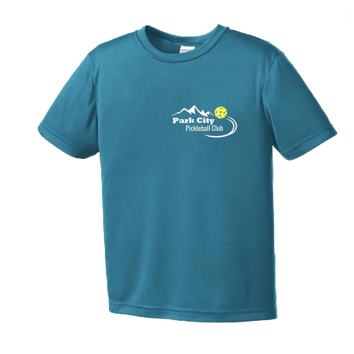Park City Pickleball Club (White Words) | Youth Short Sleeve Pickleball Performance T-Shirts | 100% Polyester