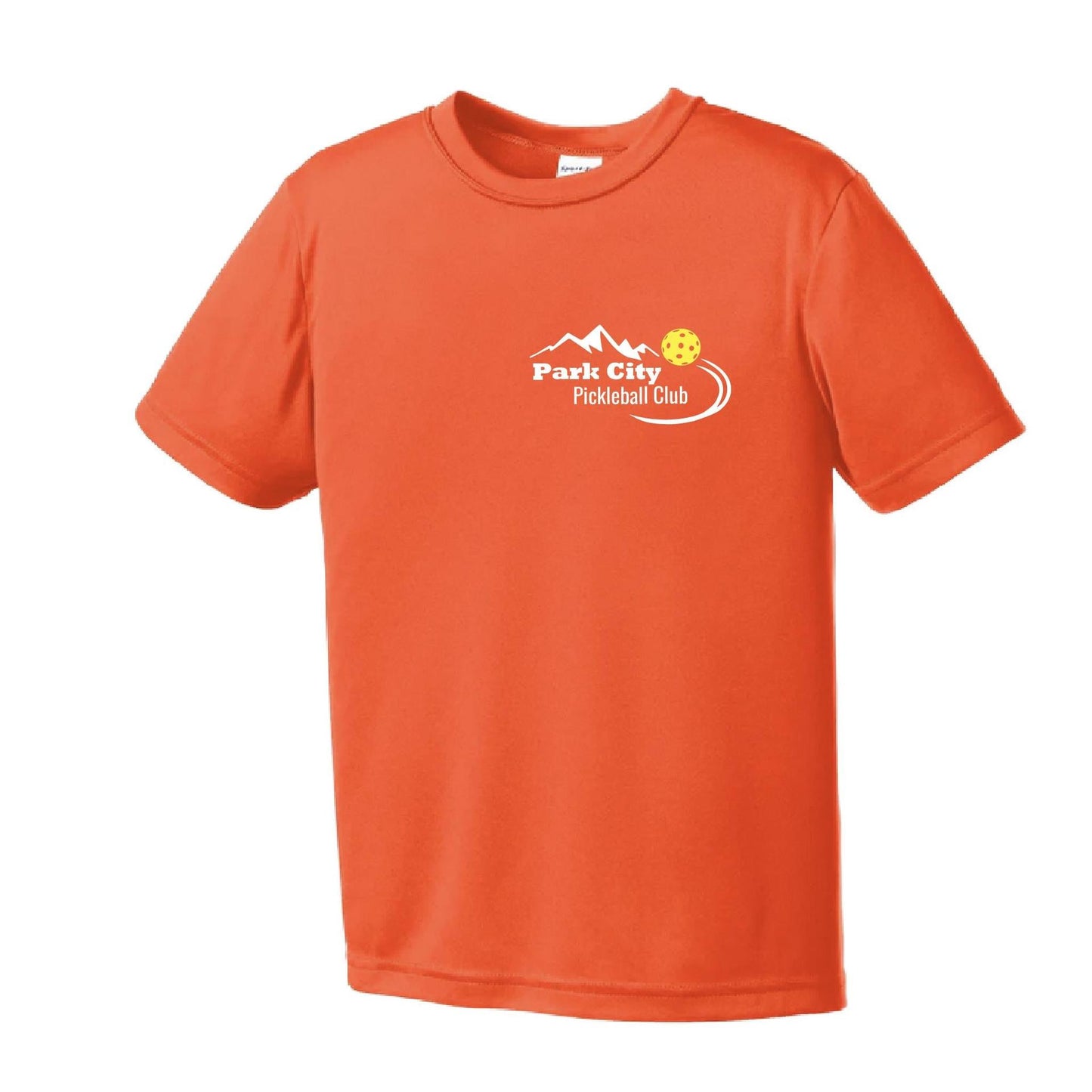 Park City Pickleball Club (White Words) | Youth Short Sleeve Pickleball Performance T-Shirts | 100% Polyester
