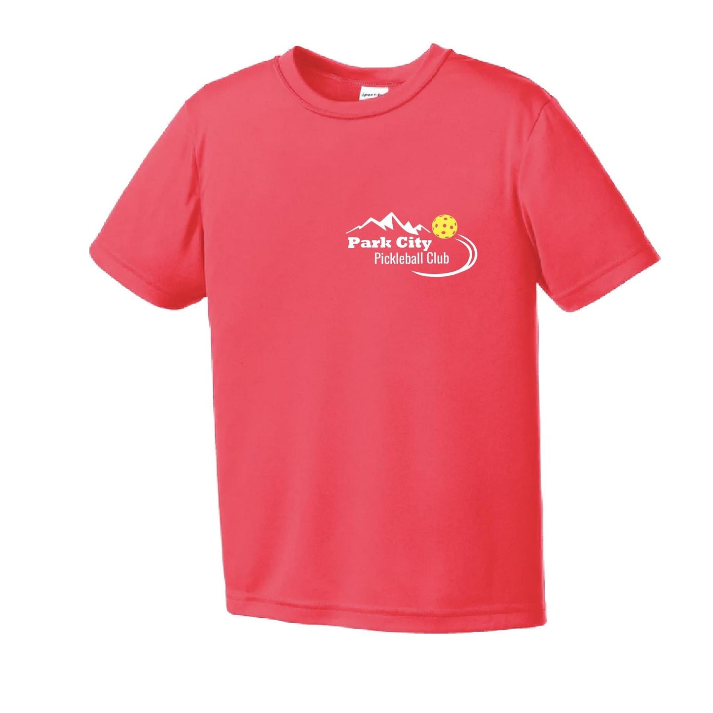 Park City Pickleball Club (White Words) | Youth Short Sleeve Pickleball Performance T-Shirts | 100% Polyester
