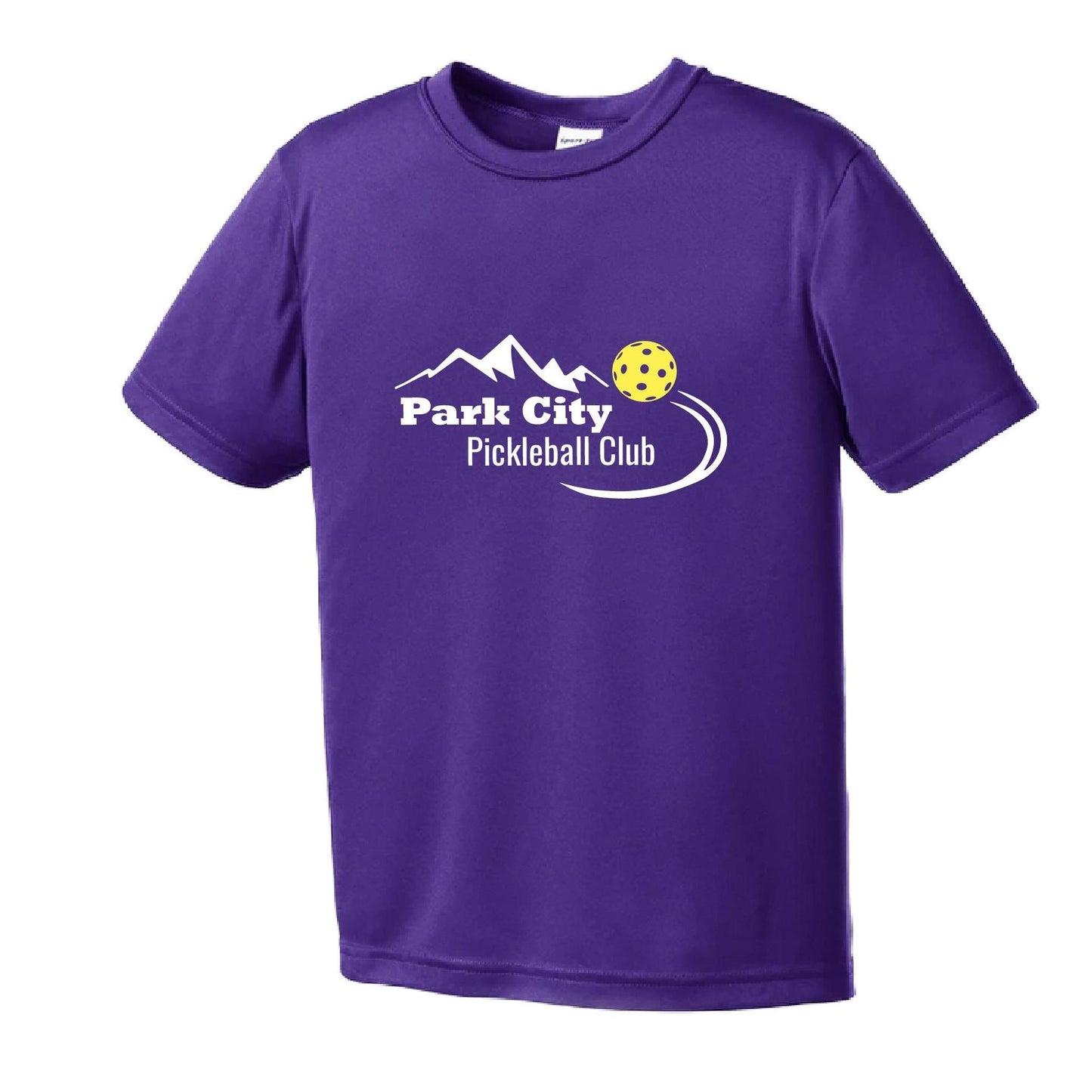 Park City Pickleball Club (White Words) | Youth Short Sleeve Pickleball Performance T-Shirts | 100% Polyester