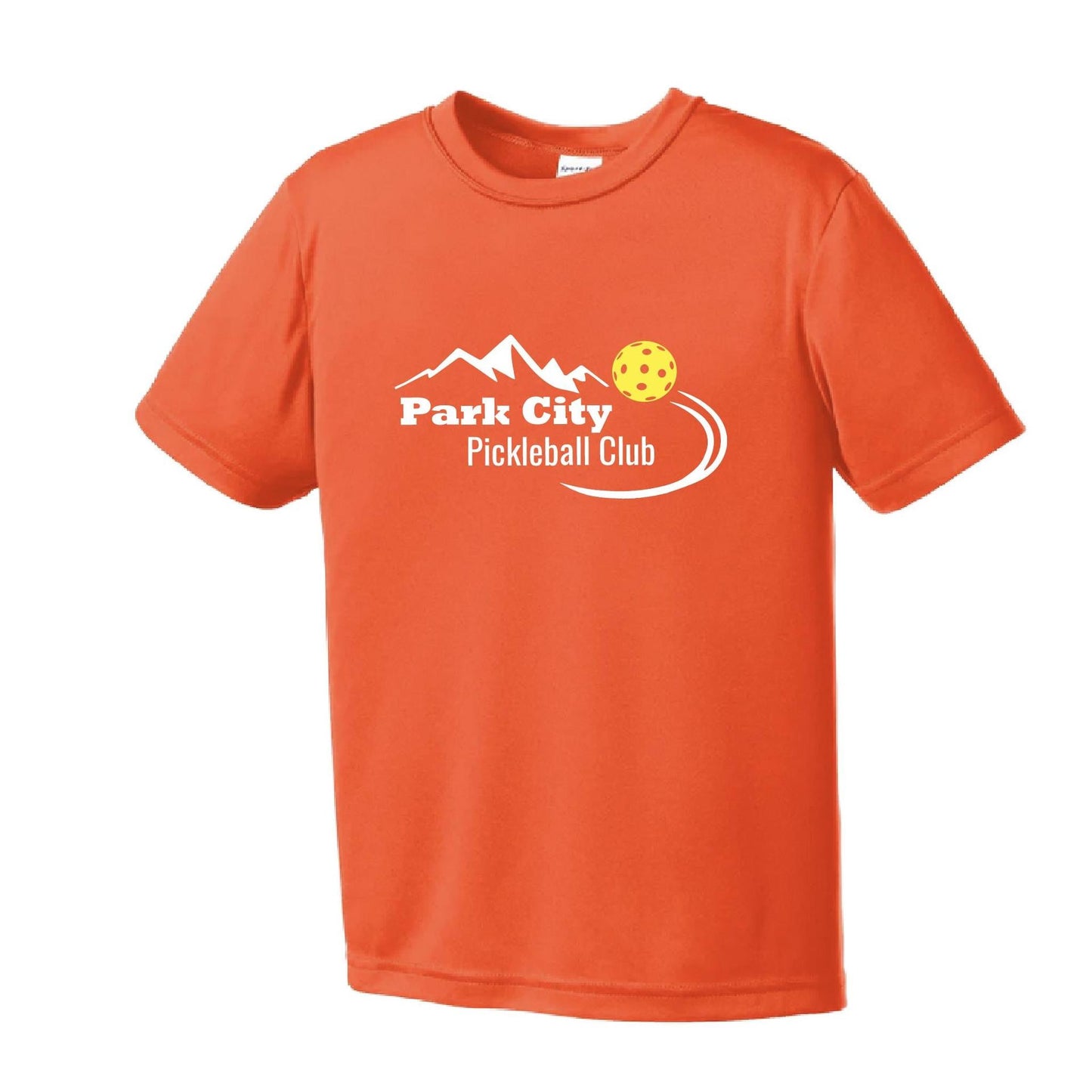 Park City Pickleball Club (White Words) | Youth Short Sleeve Pickleball Performance T-Shirts | 100% Polyester