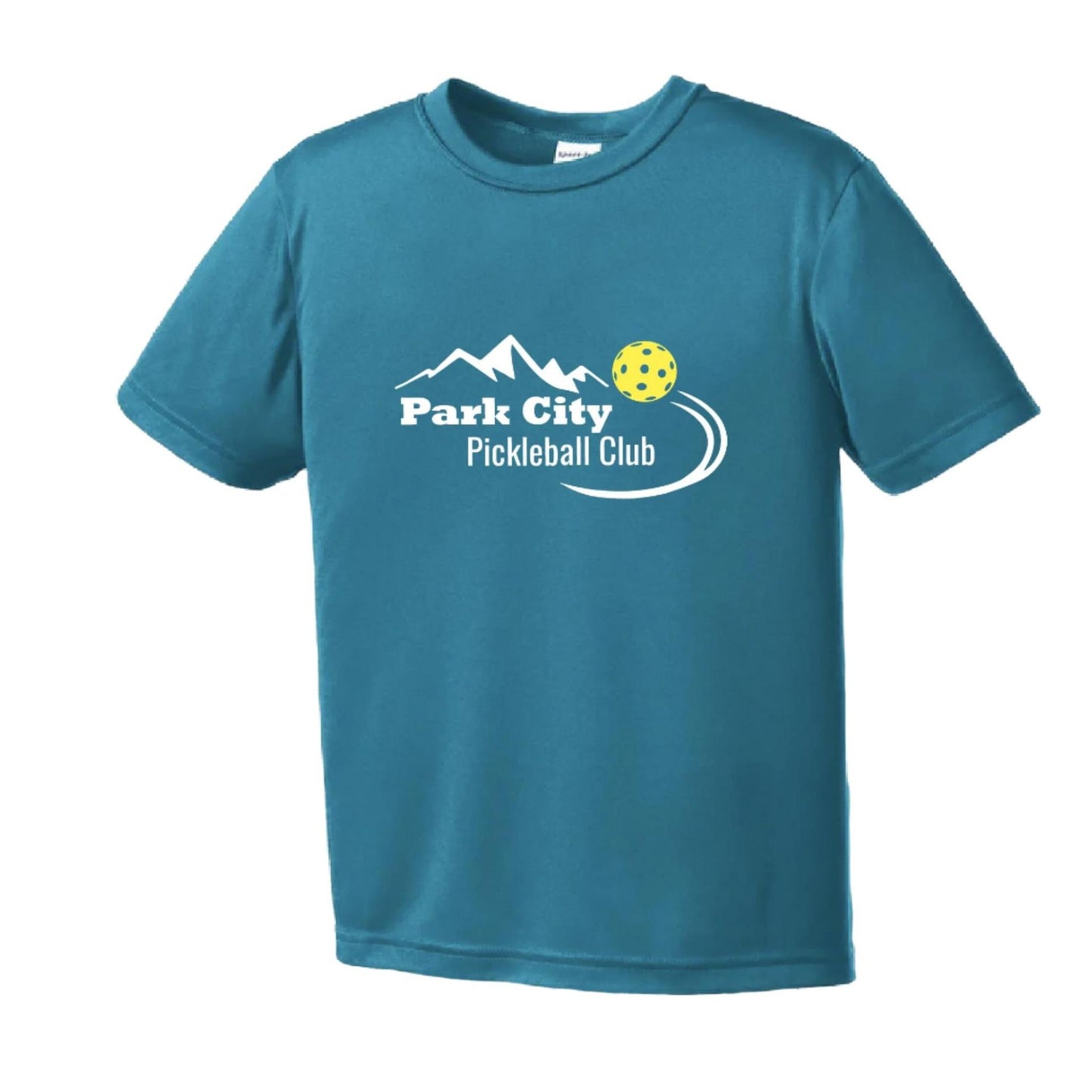Park City Pickleball Club (White Words) | Youth Short Sleeve Pickleball Performance T-Shirts | 100% Polyester