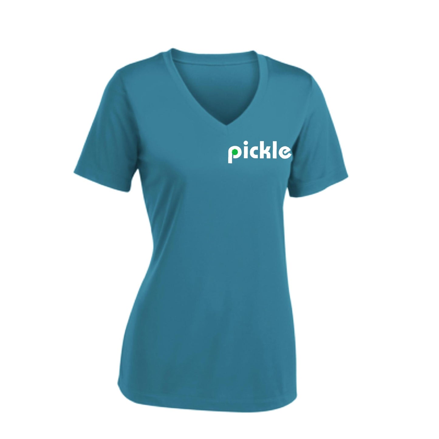 Pickle (Customizable) | Women's Short Sleeve V-Neck Pickleball Performance T-Shirts | 100% Polyester